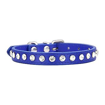 Veeki Rhinestone Dog Collar Leather Pet Collar Dog Small Medium Large Puppy Upholstered, 1.3cm/0.5 inches wide. XS