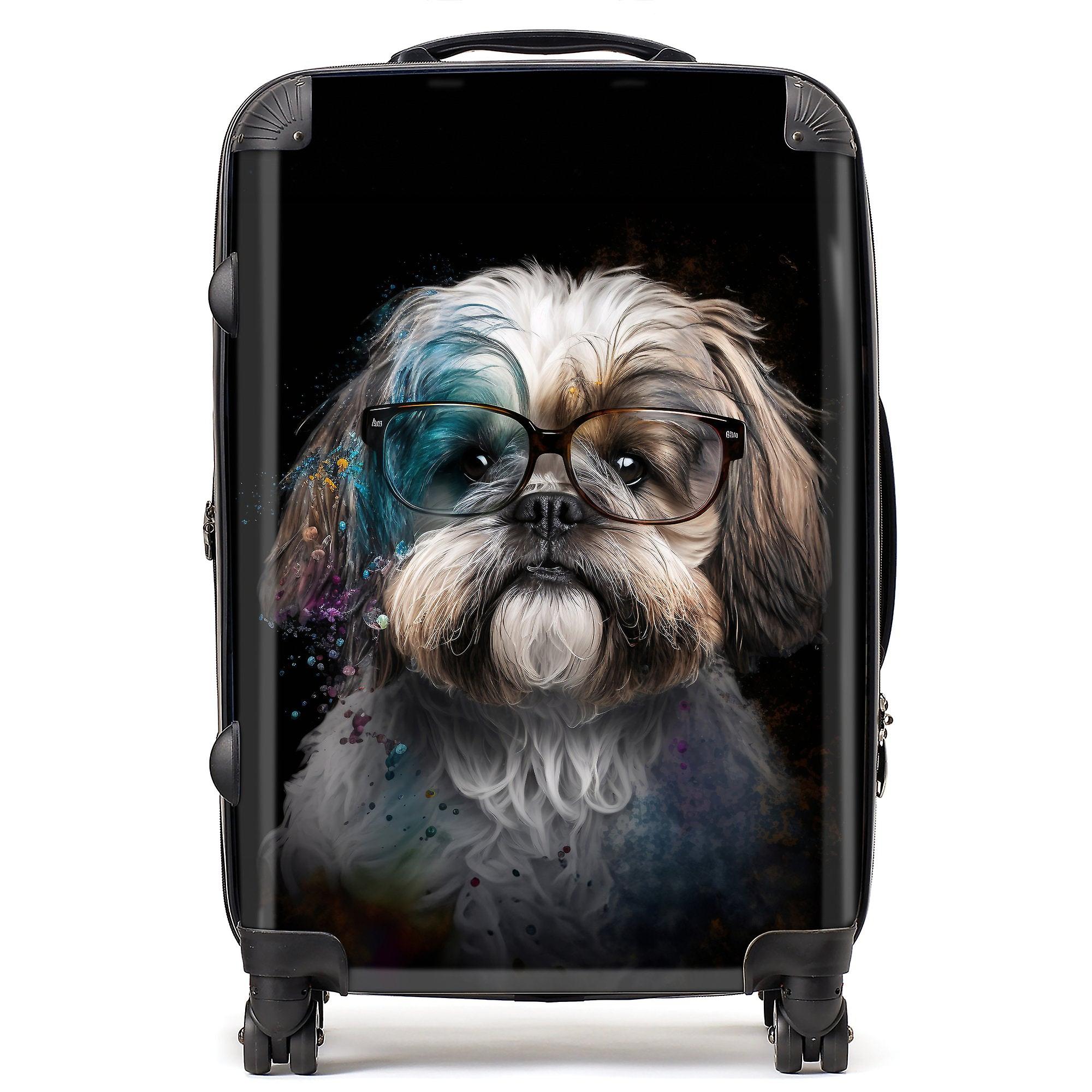 Lhasa Apso With Glasses Splashart Suitcase