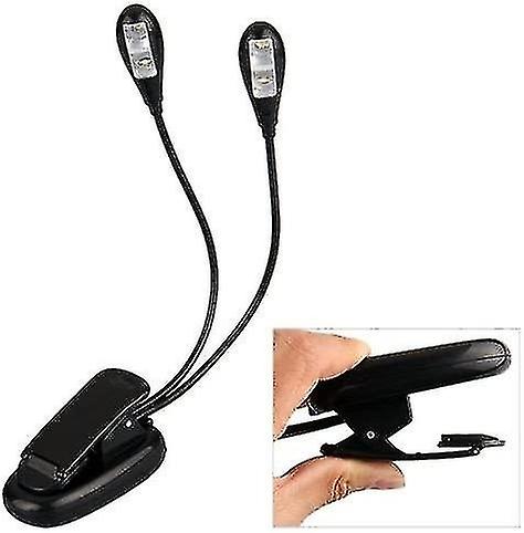 Clip 2 Arm 4 Led Book Reading Music Stand Light Lamp For Laptop Ebook Reader