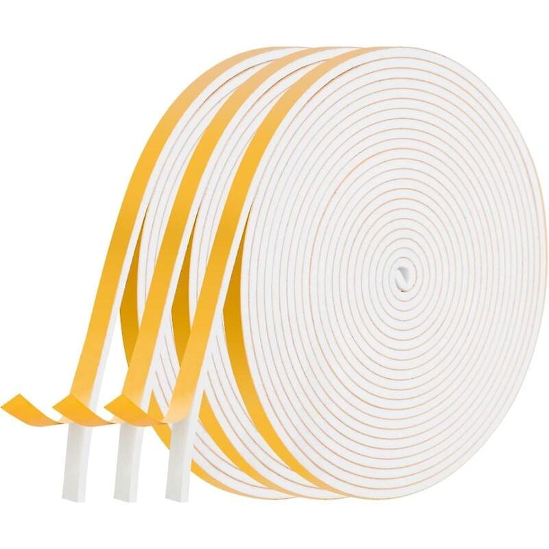 Window Seal Insulation, Door Seal Foam Adhesive 3 Rolls 9 mm x 2 mm x 6 m Multi-function Rubber Caulking Shockproof Sound Insulation Seal for Furnitur