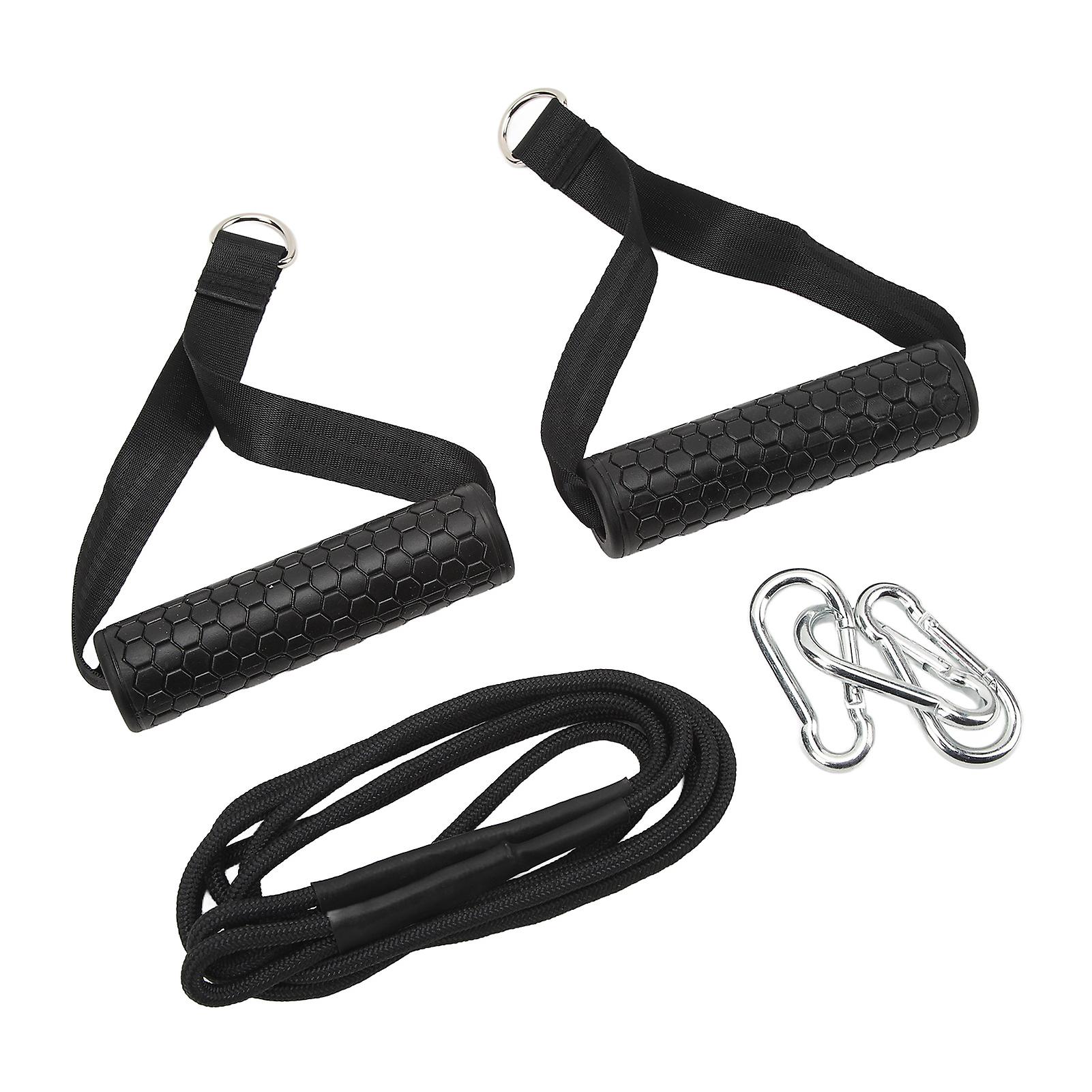 Triceps Pull Down Rope Gym Cable Machine Attachments Long Triceps Strap with 2 Handles for Multi Workout Fitness 