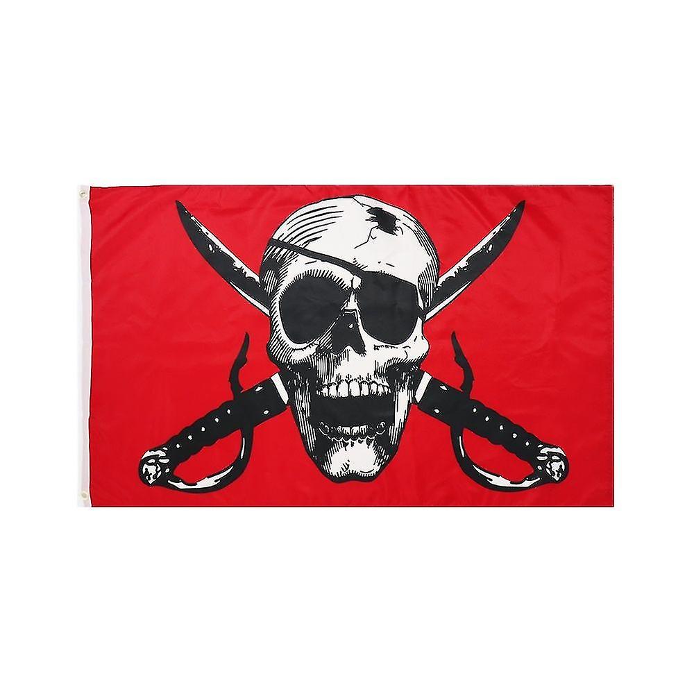 3x5 Ft Jolly Roger Pirate Red Flag