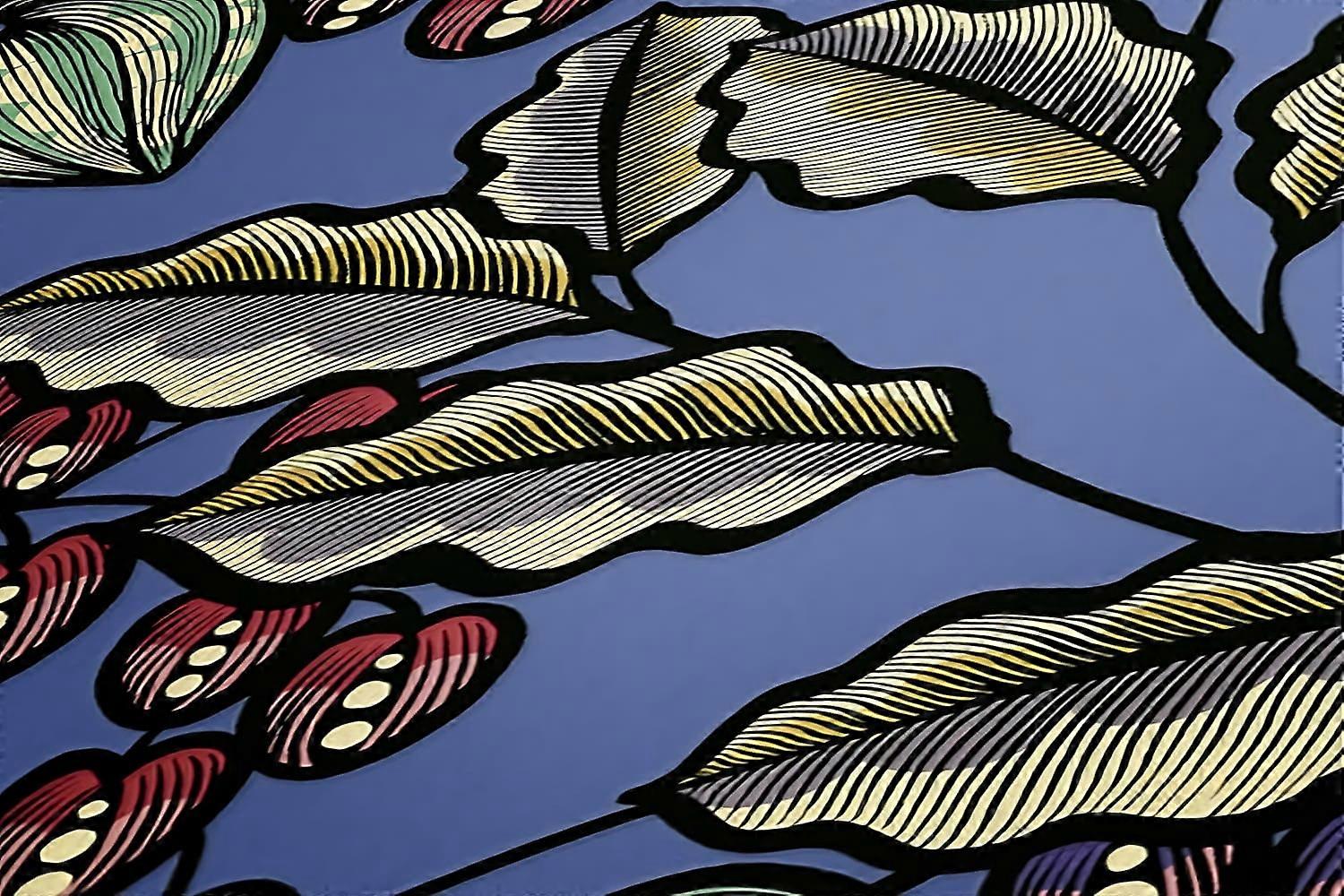 Papel pintado floral Profhome 377541-GU papel pintado no tejido liso con  dibujo floral mate azul, image size:1200x800