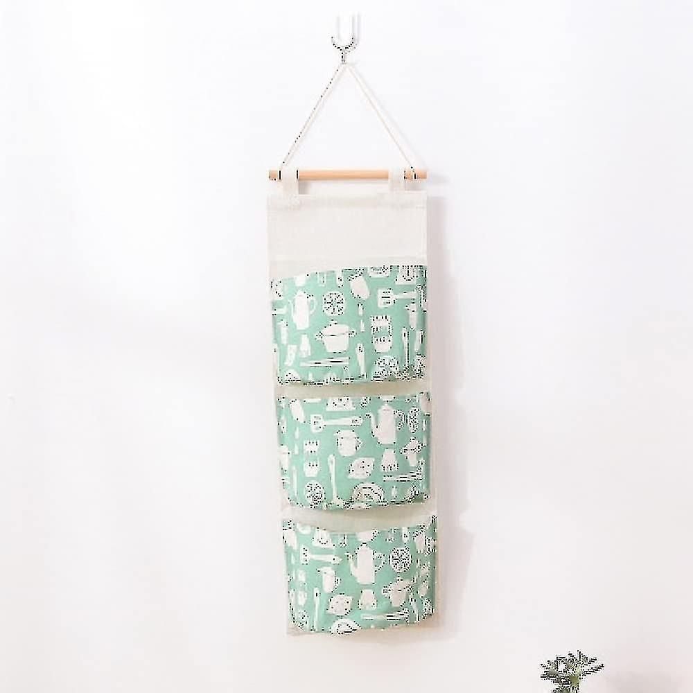 Cotton And Linen Multi-Layer 3-Compartment Storage Bag Wall Storage Bag Fabric Dormitory Man