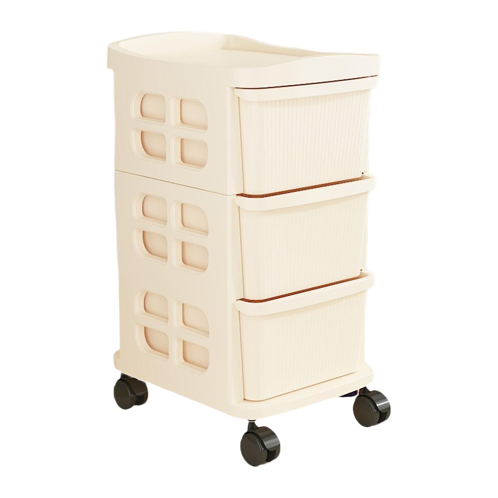 עגלה על גלגלים עגלת מתלה עם מגירות לסלון מכבסה מזווה אוכל 3 שכבות