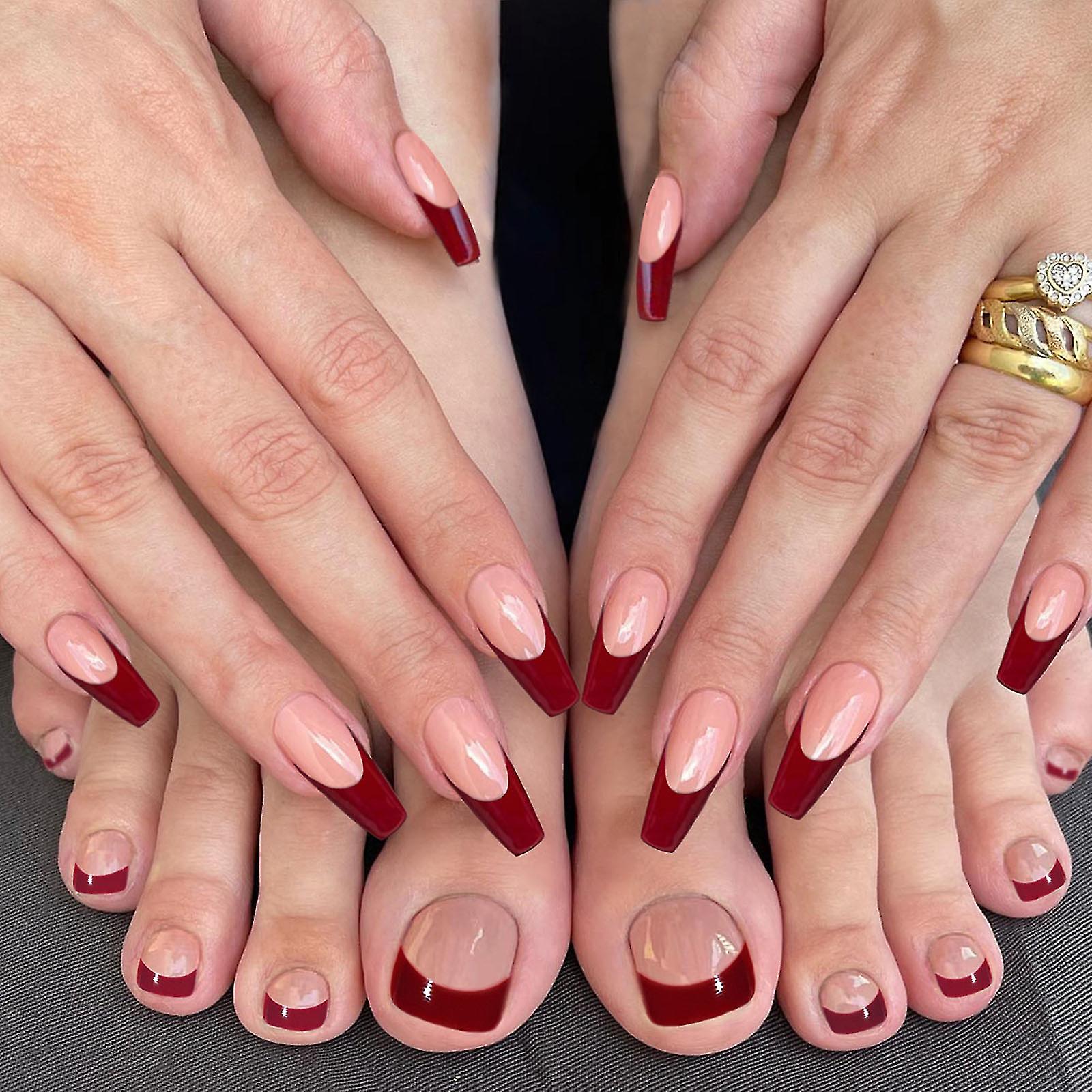 48Pcs Press on Nails Acrylic False Nails Tips Square/Almond/Coffin False Nails