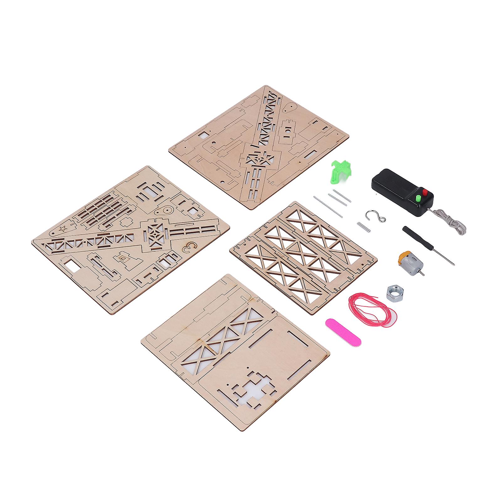 Wooden Crane Model Composite Wood Remote Control Educational 3D Crane Assembly Model for Experiment 