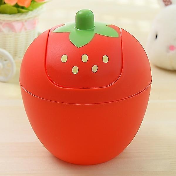 Mini Desktop Trash Can Plastic Strawberry Shaker Lid Countertop Trash Can Small Trash Can Makeup Pad