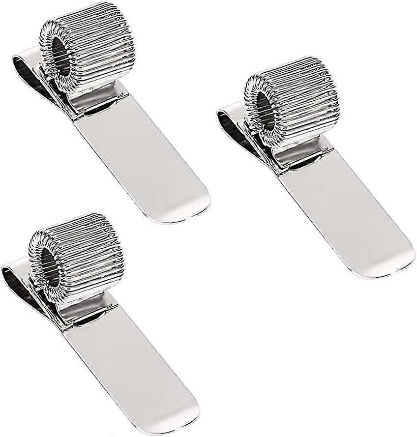 3pcs Stainless Steel Pen Holder with Pocket Clip and Adjustable Spring Loop for Notebook and Clipboard