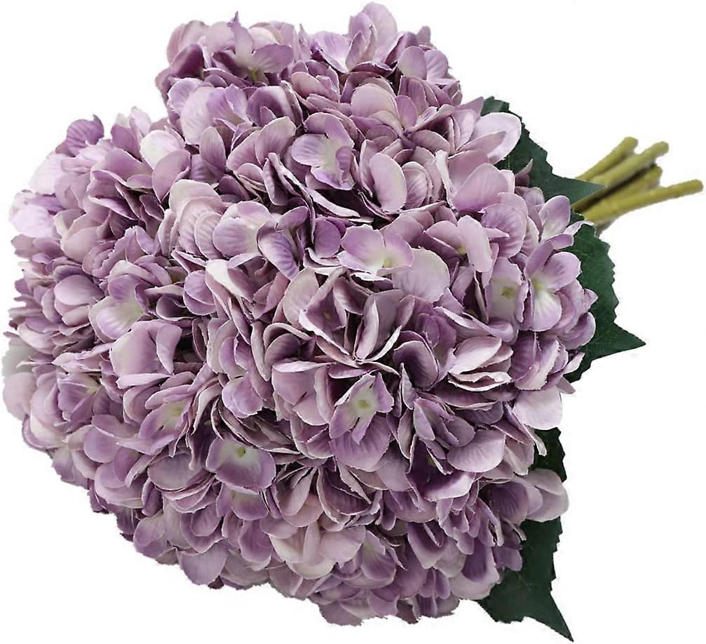 Artificial Hydrangea Flower, 5 PCS Long Stem Silk Hydrangea Bouquets (Purple)