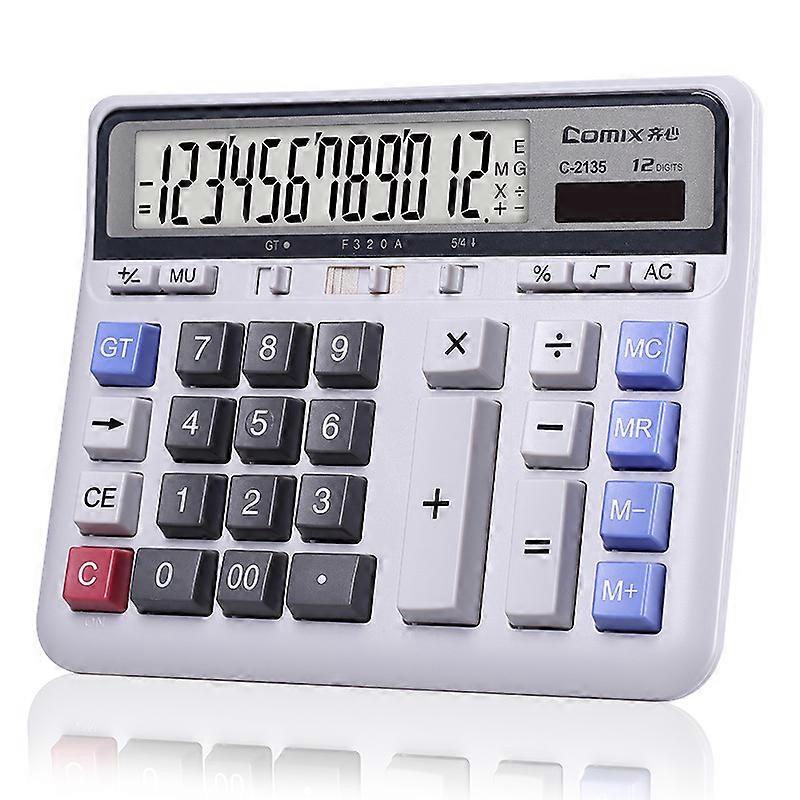 Desktop Calculator 12 Digit With Large Lcd Display And Sensitive Button, Solar And Battery