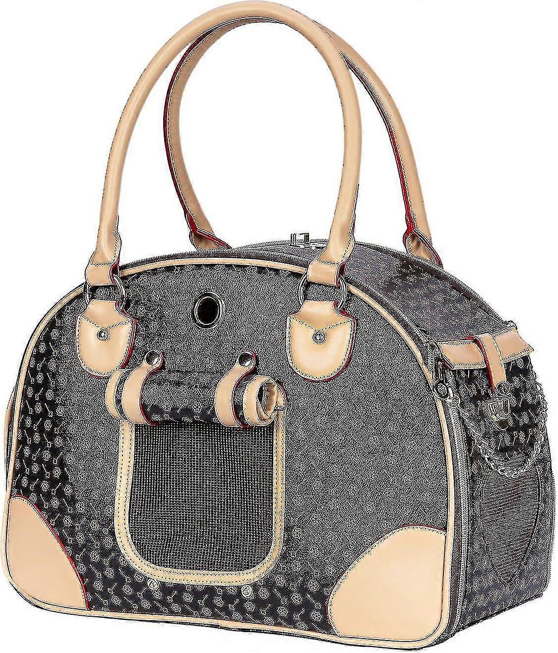 حاملة الأليفة الفاخرة ، حاملة الصغيرة الجرو ، حقيبة حاملة القط ، حقيبة يد تحمل جلد PU الفاخر المقاوم للماء للسفر في الهواء الطلق المشي لمسافات طويلة Shoppin