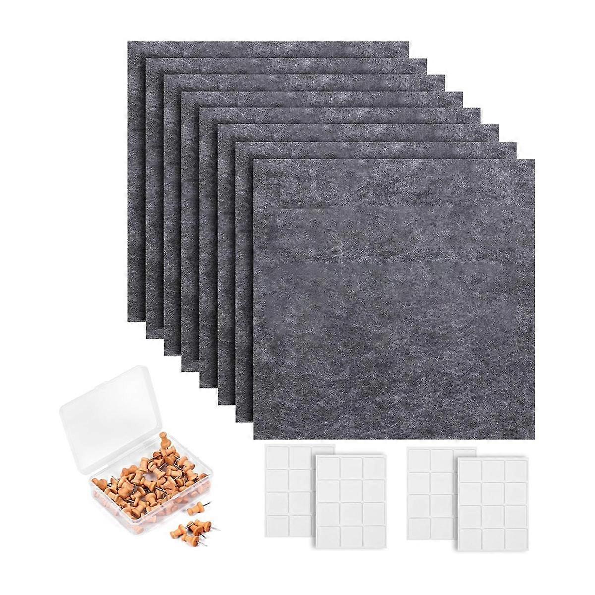 Cork Board Wall Felt Board Tile with 60 Push Pins and Safe Removable Adhesive Labels for Bulletin Board in Office B
