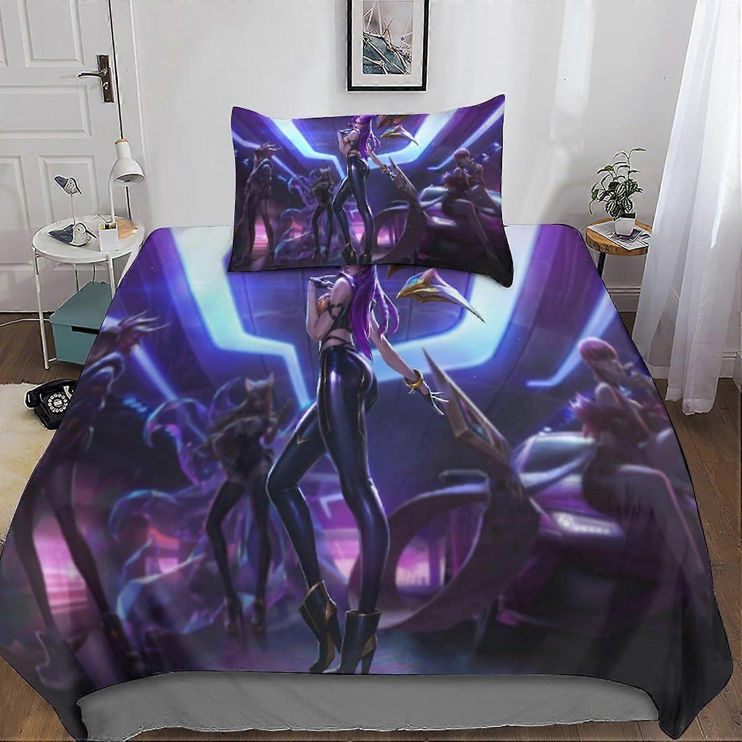 League of Legends Poszwa na kołdrę z poszewkami na poduszki Komplet pościeli dla dorosłych z zamkiem błyskawicznym Poszwy na kołdry z mikrofibry z zamknięciem 135*200 CM
