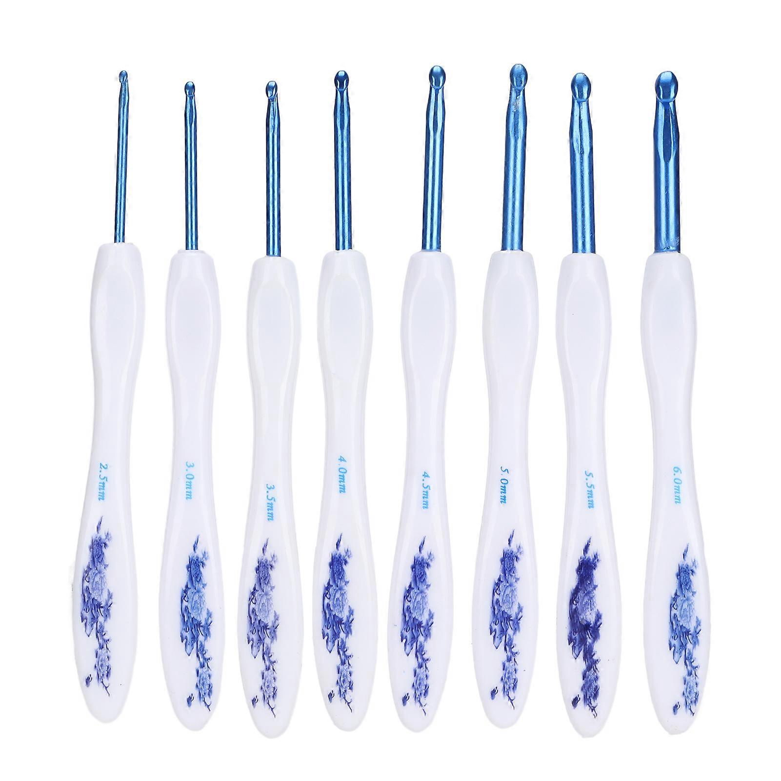 8pcs Crochet Hooks Curved Soft Handle Comfortable Portable Knitting Tool for Weaving EnthusiastBlue