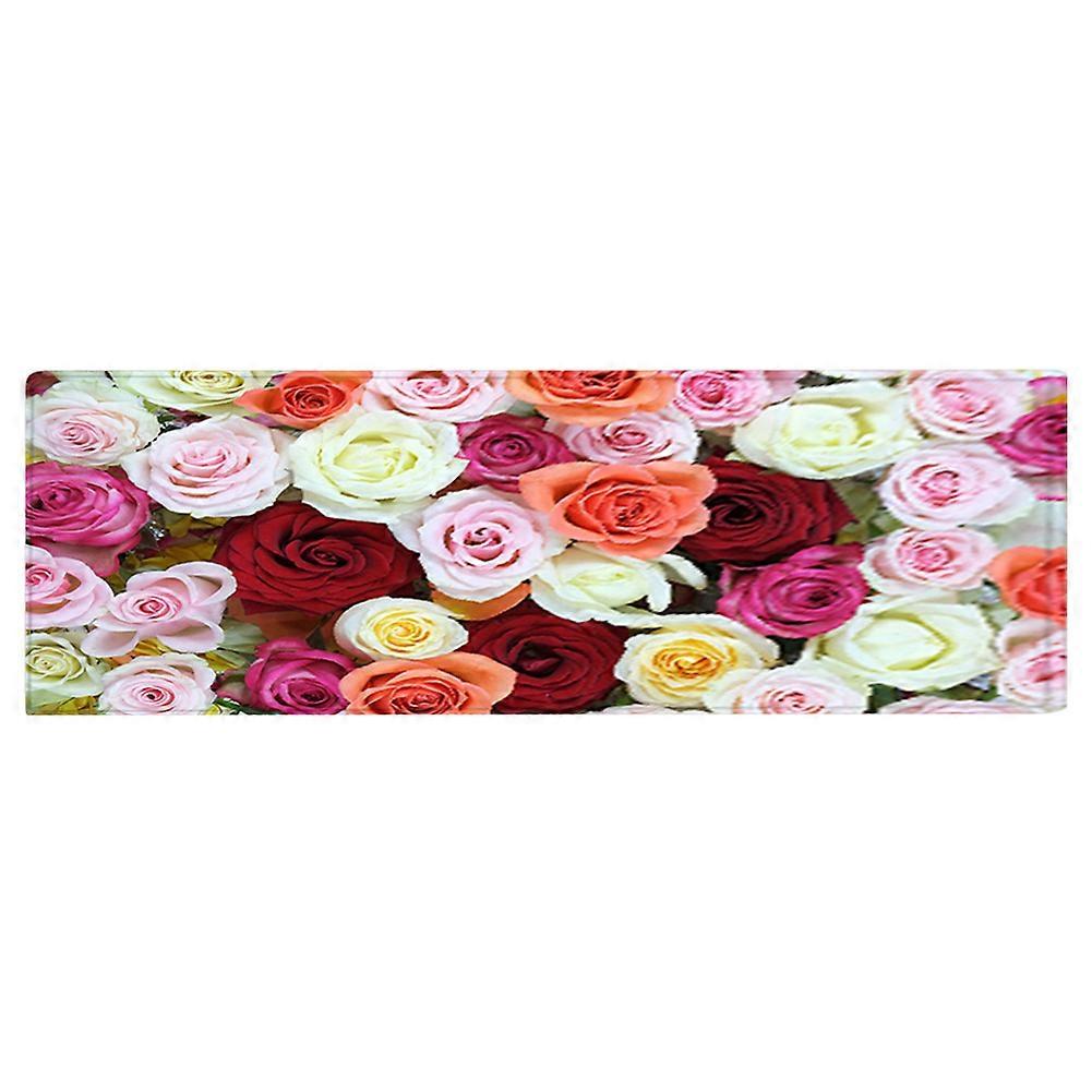 リビングルームの寝室のための装飾的なバラの花のパターンカーペット床滑り止めマット(#4)