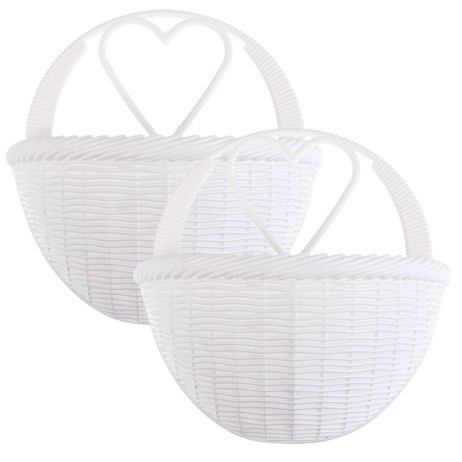 2Pcs Plastic Simulated Rattan Flower Pots Hanging Baskets Wall Decorations