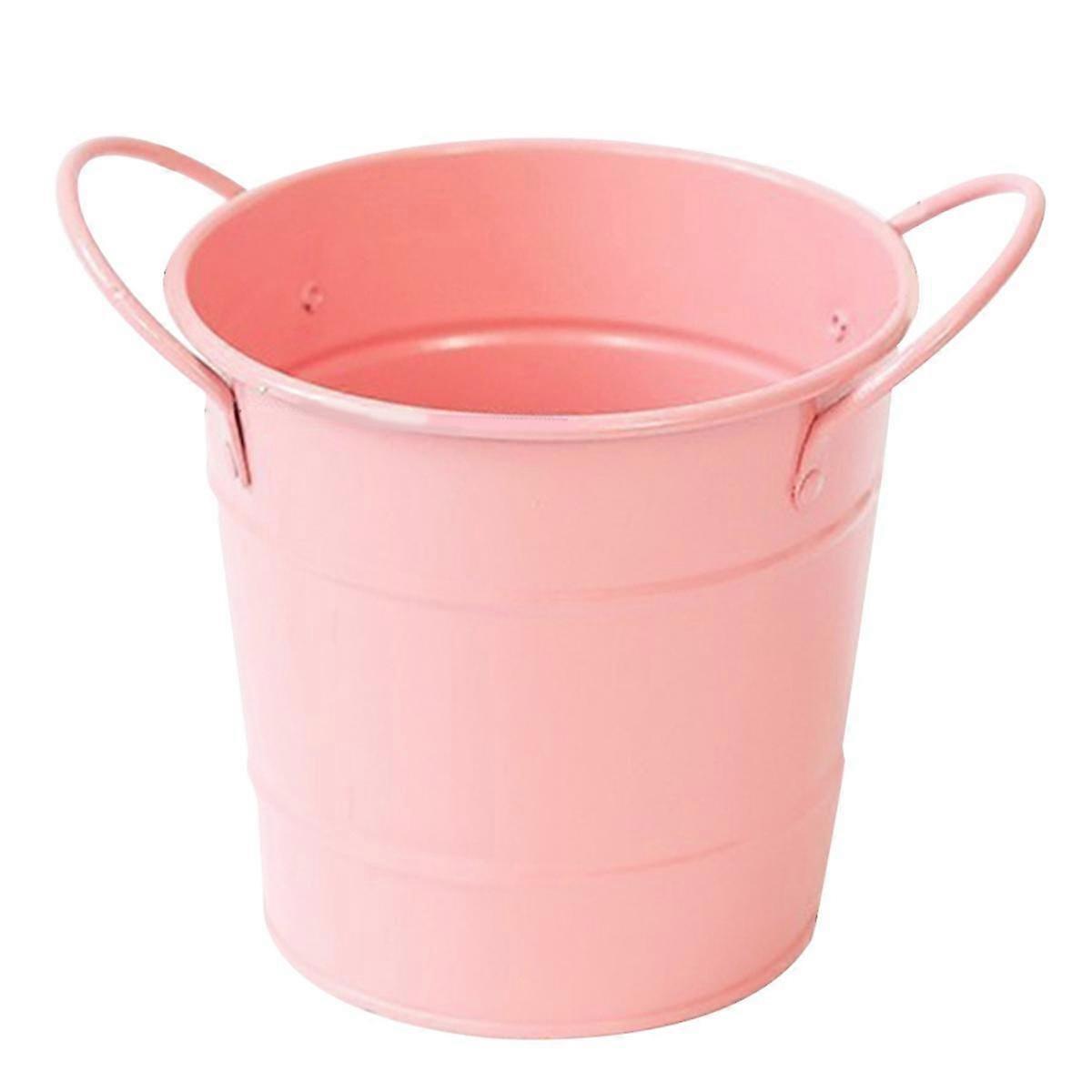 Pen Holder,Small Metal Buckets with Handle Round Pencil Holder for Kids,Classroom,Crafts,and Party Favors Pink