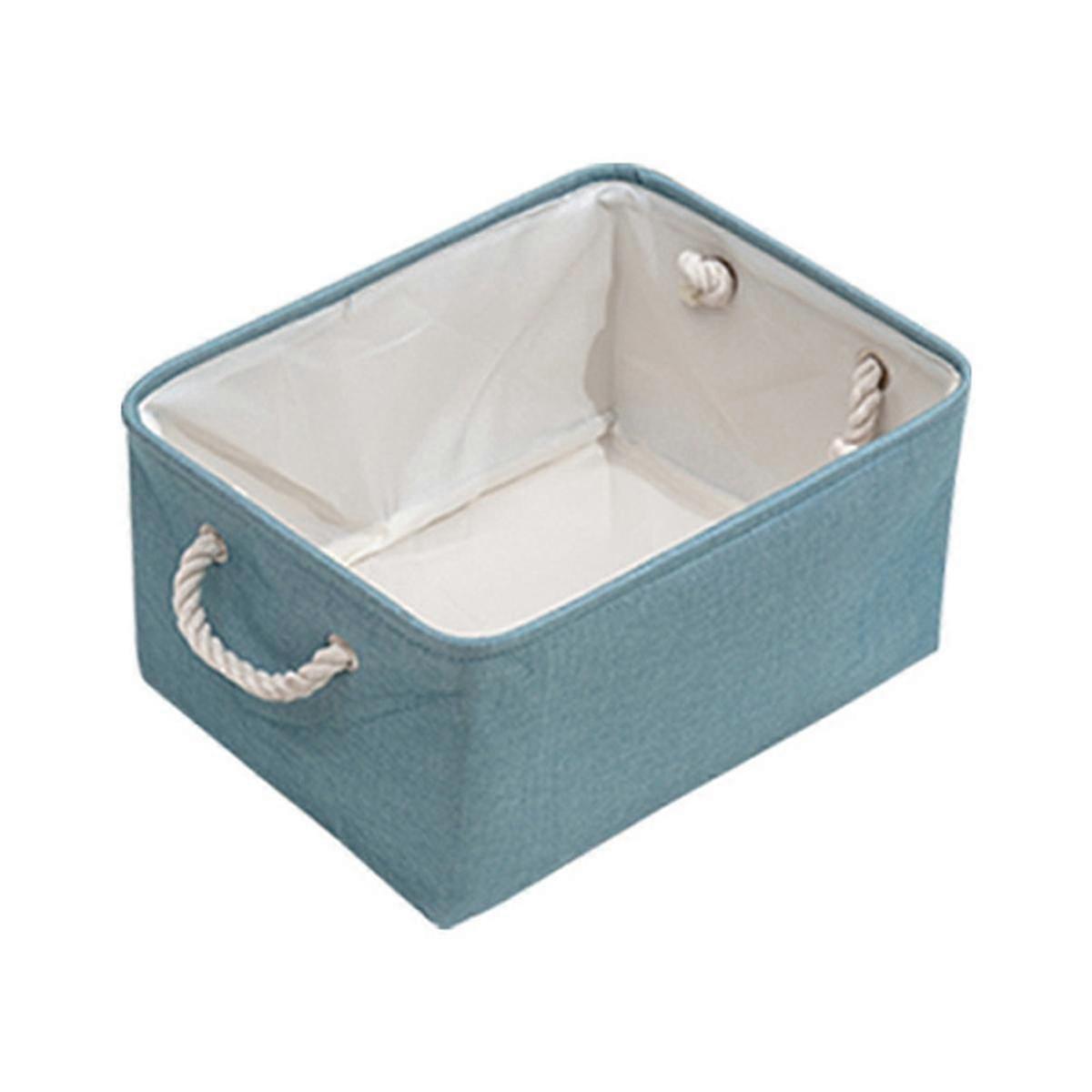 Foldable Storage Baskets Flax Dirty Clothes Storage Baskets Desktop Cosmetic Organize Box Rope Handle Organize Box