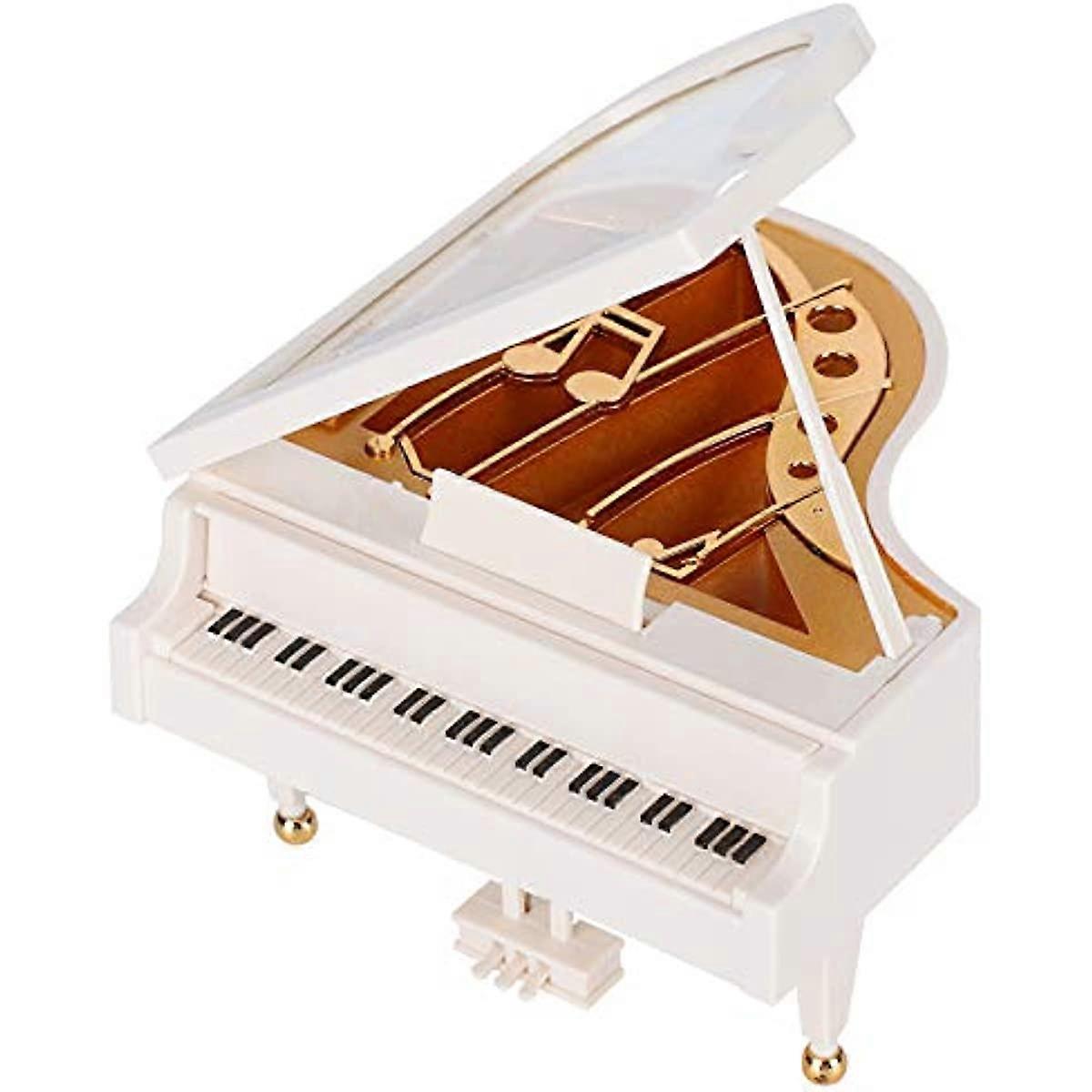 White Piano Ornament Piano Music Box 49x47x57in Mini Piano Tabletop Ornament Musical Boxes Gift for Christmas Birthday Valentine s Day