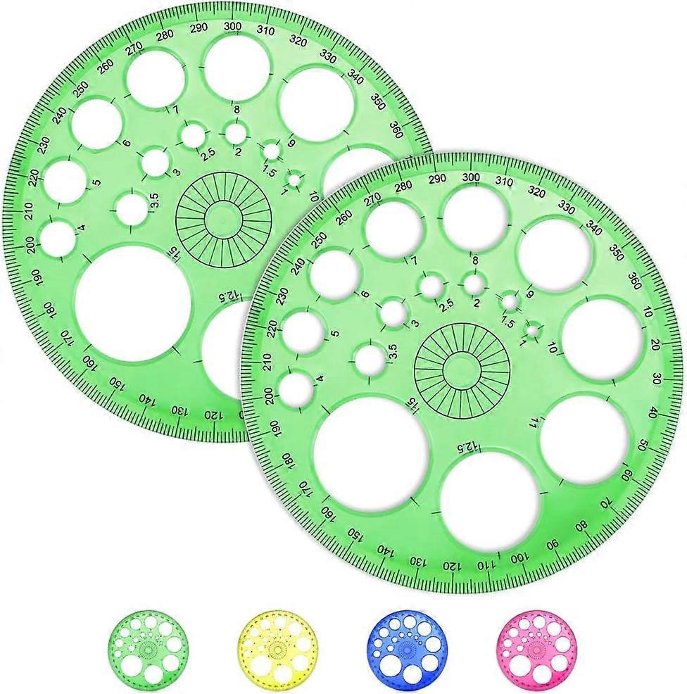 2025,2 pieces circle stencil ruler circle stencil 360 degree protractor plastic circular protractor math
