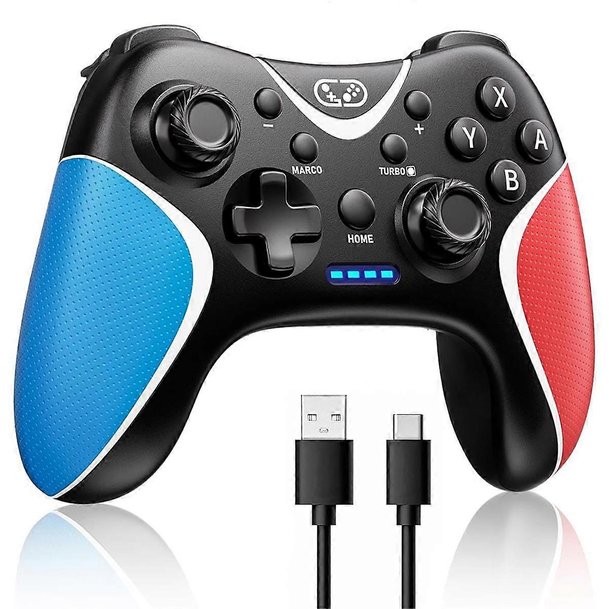 Manette de jeu sans fil avec compatibilité programmable/vibration/turbo pour /Lite/OLED/ PC Noir