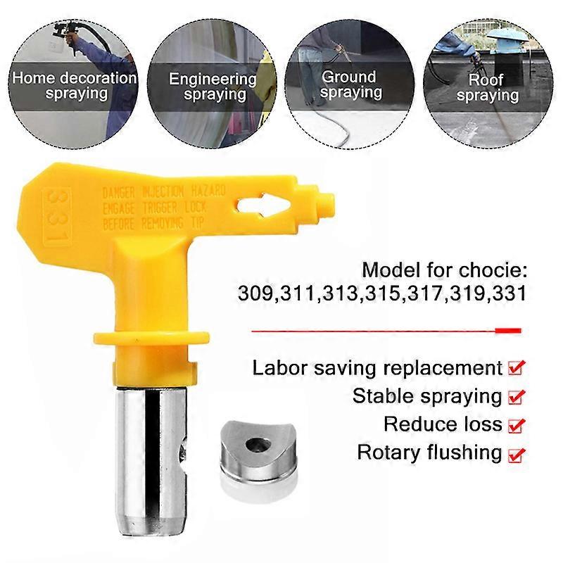 Airless Paint Spray Gun Tungsten Nozzle Tungsten Steel Reversible Spray Gun Tip NozzleYellow Different Type Accessoies Tool