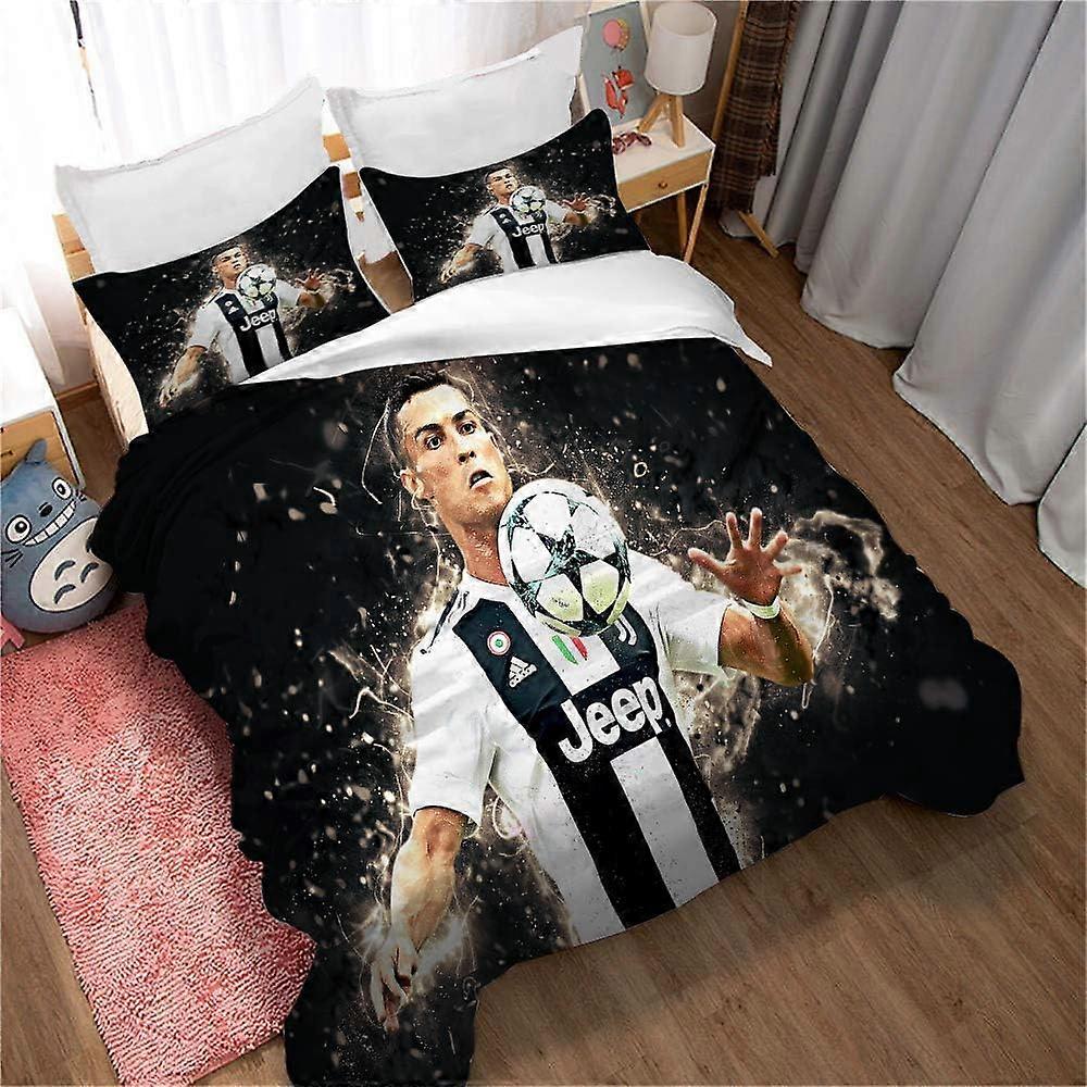 Kerota Cristiano Ronaldo Football Copripiumino Set Biancheria Da Letto 3 Copripiumini/Federe, Singolo, King Size, 80% Poliestere 20% Cotone ) Singl...