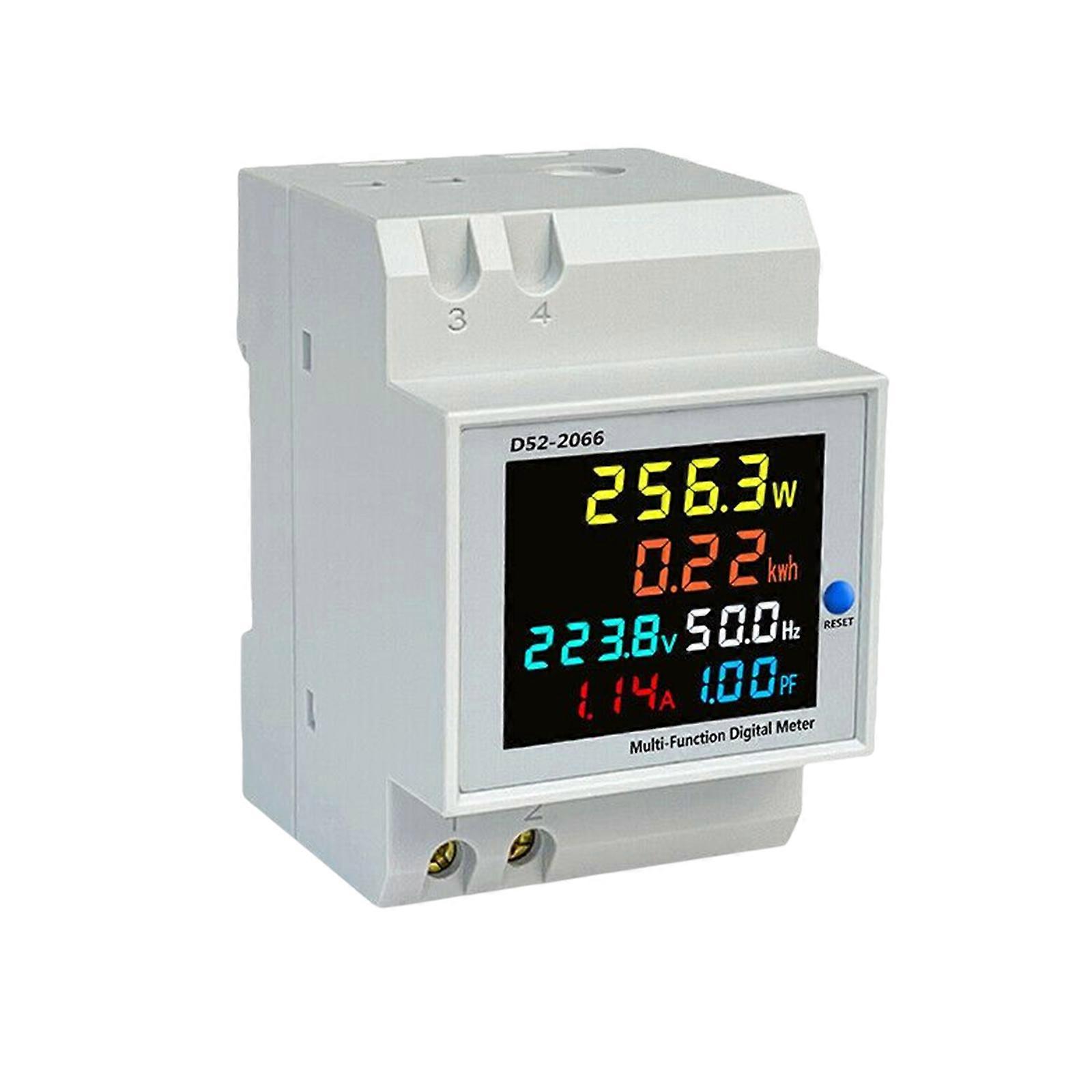 DIN-Rail Single-phase LCD Digital Voltage Current Power Frequency Meter D52-2066
