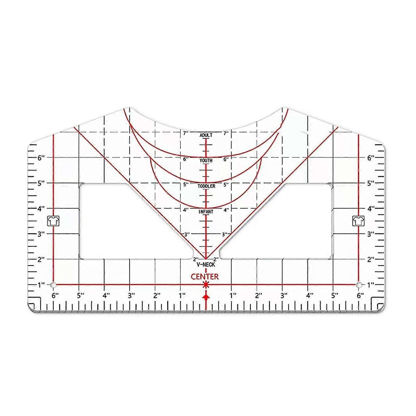 T-shirt Calibration Tool Ruler Neckline Styling Reusable Template for Creating Your Own Style Crafts