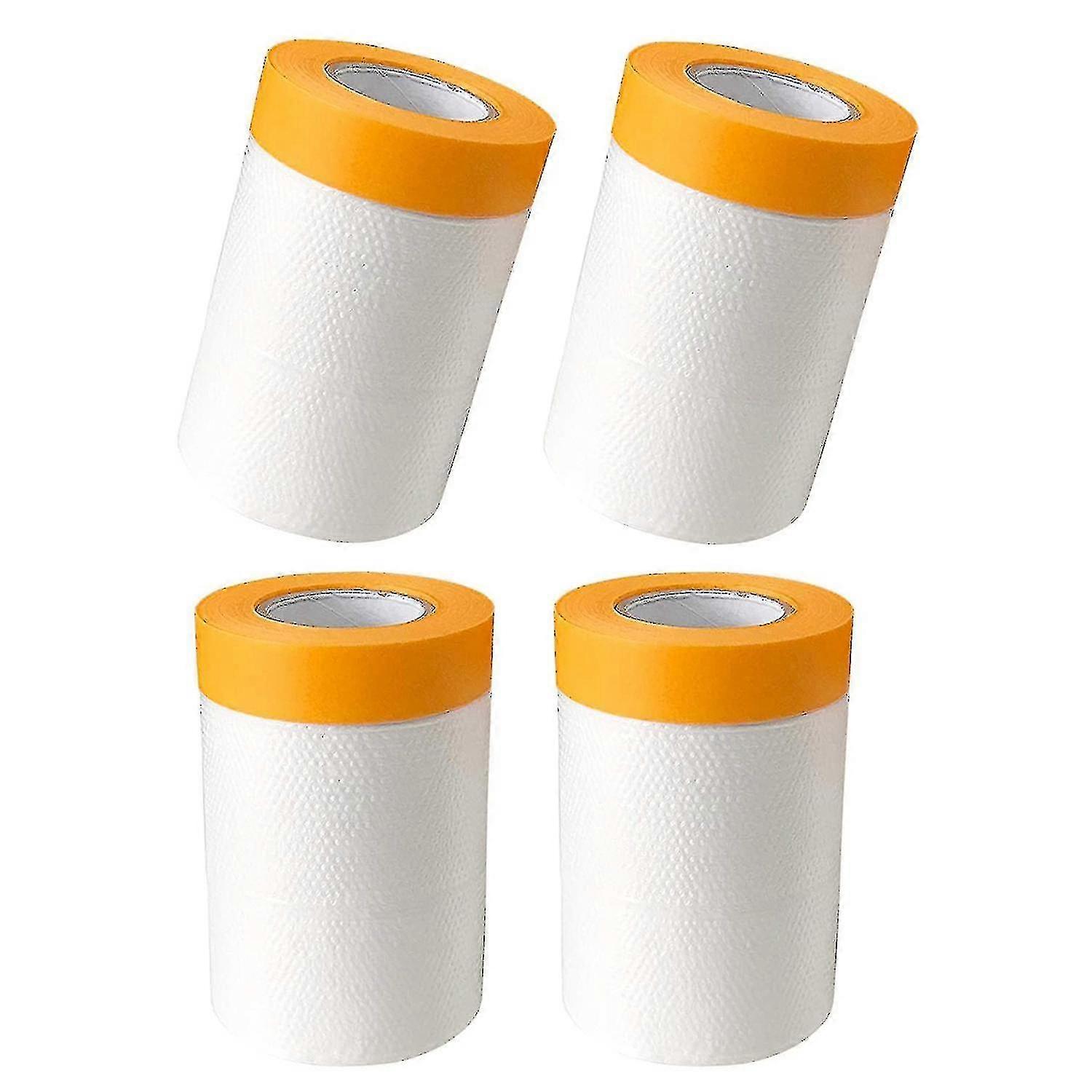 4 Pcs D Sheets Roll 0.55 X 20m -taped Mas Drop Cloths For Ing Bed Furnitur