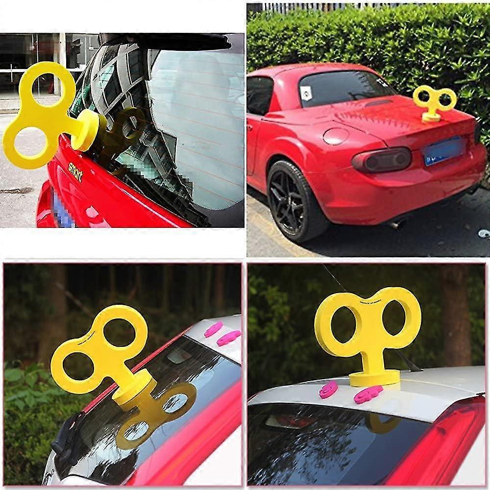 3D Auto Wind Up Key, Nette Uhrwerk Wind Up Key für Back Of Car Dach Dekoration (gelb)