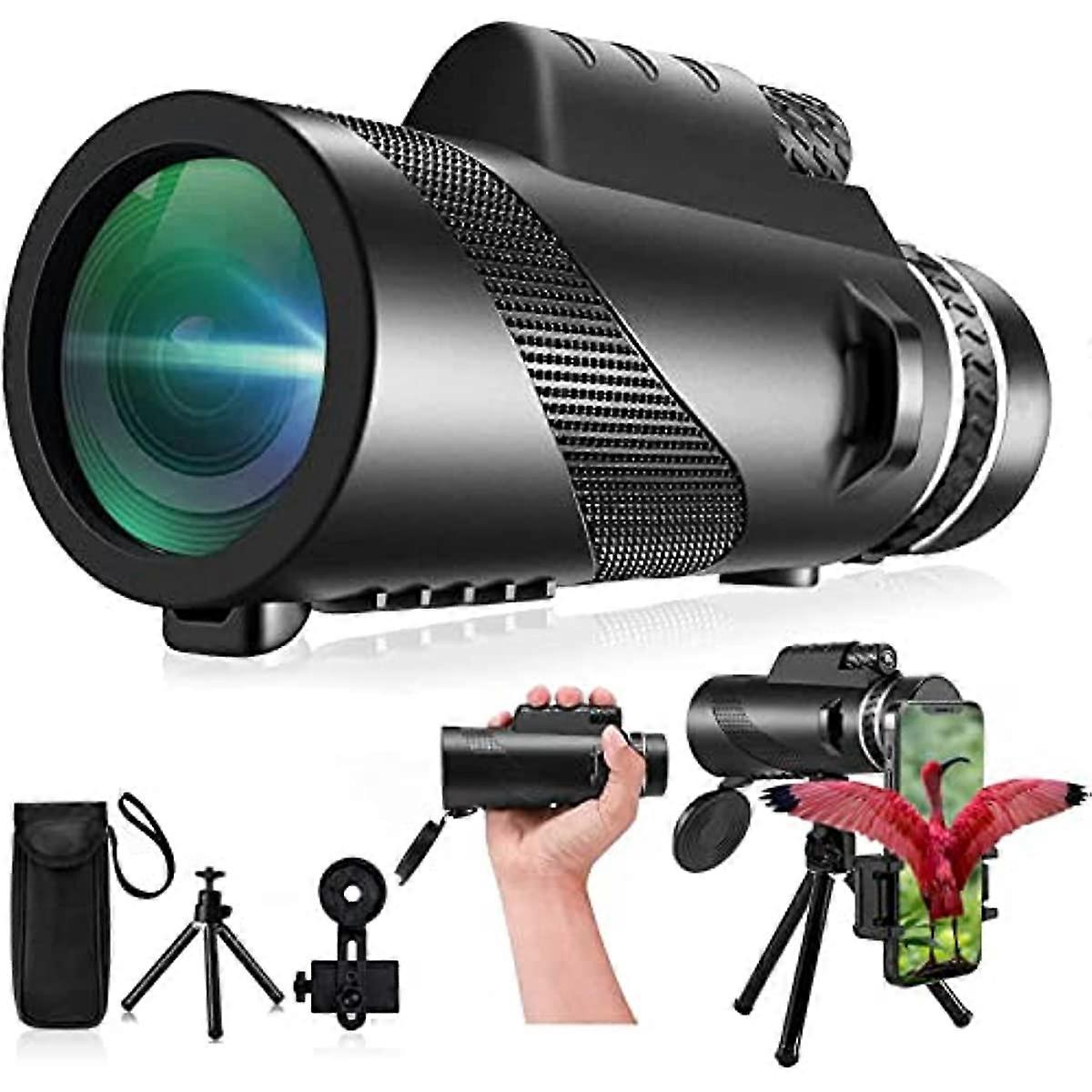 80x100 Monocular-Telescope High Powered Monocular for Adults Monocular for Smartphone Adapter Monocular Telescope Hunting Wildlife Bird Watching Trave