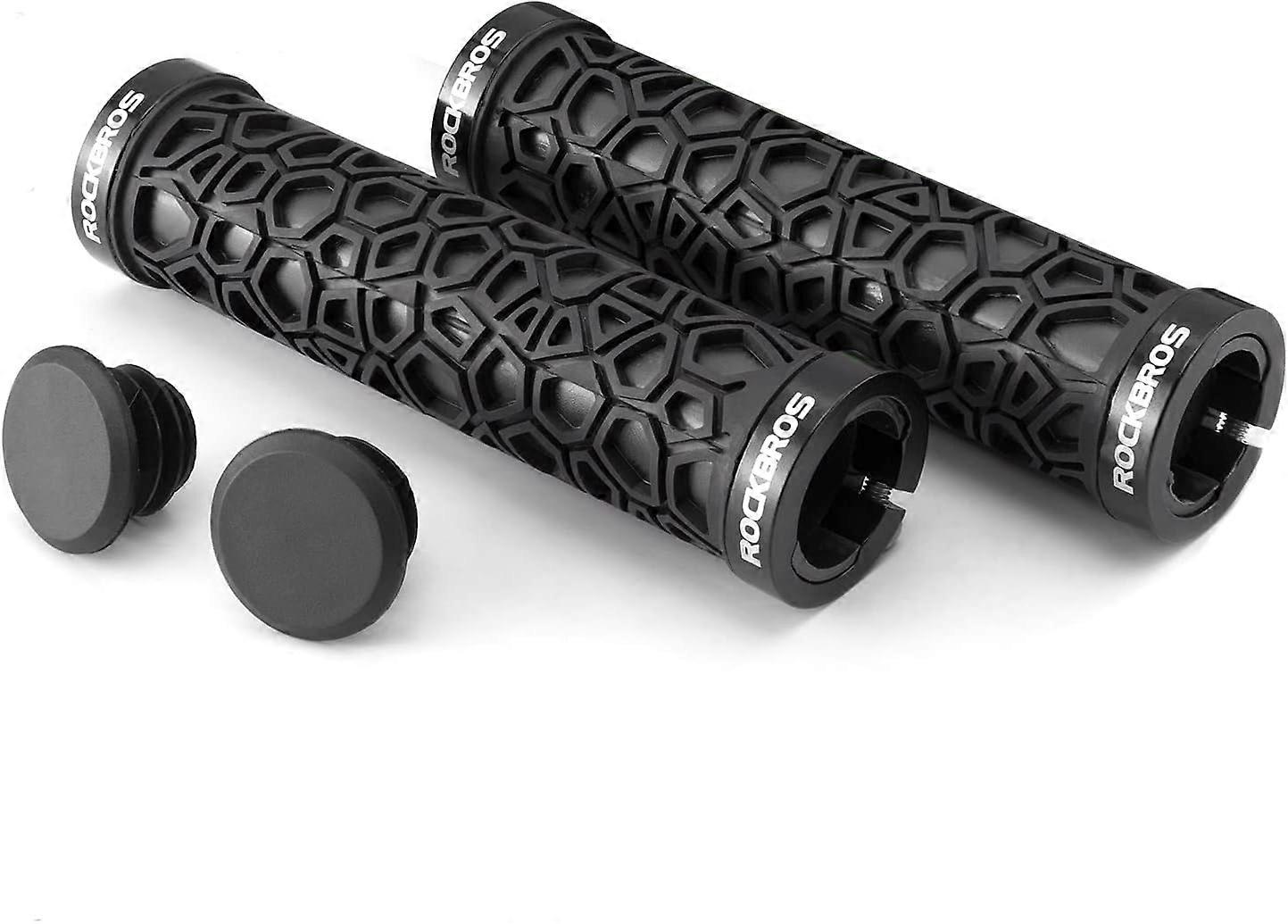1 Pair MTB Handlebar Grip, acex Ergonomic Bike Grip 2 End Caps, Non-Slip MTB Grip with Double Lock 22mm Diameter