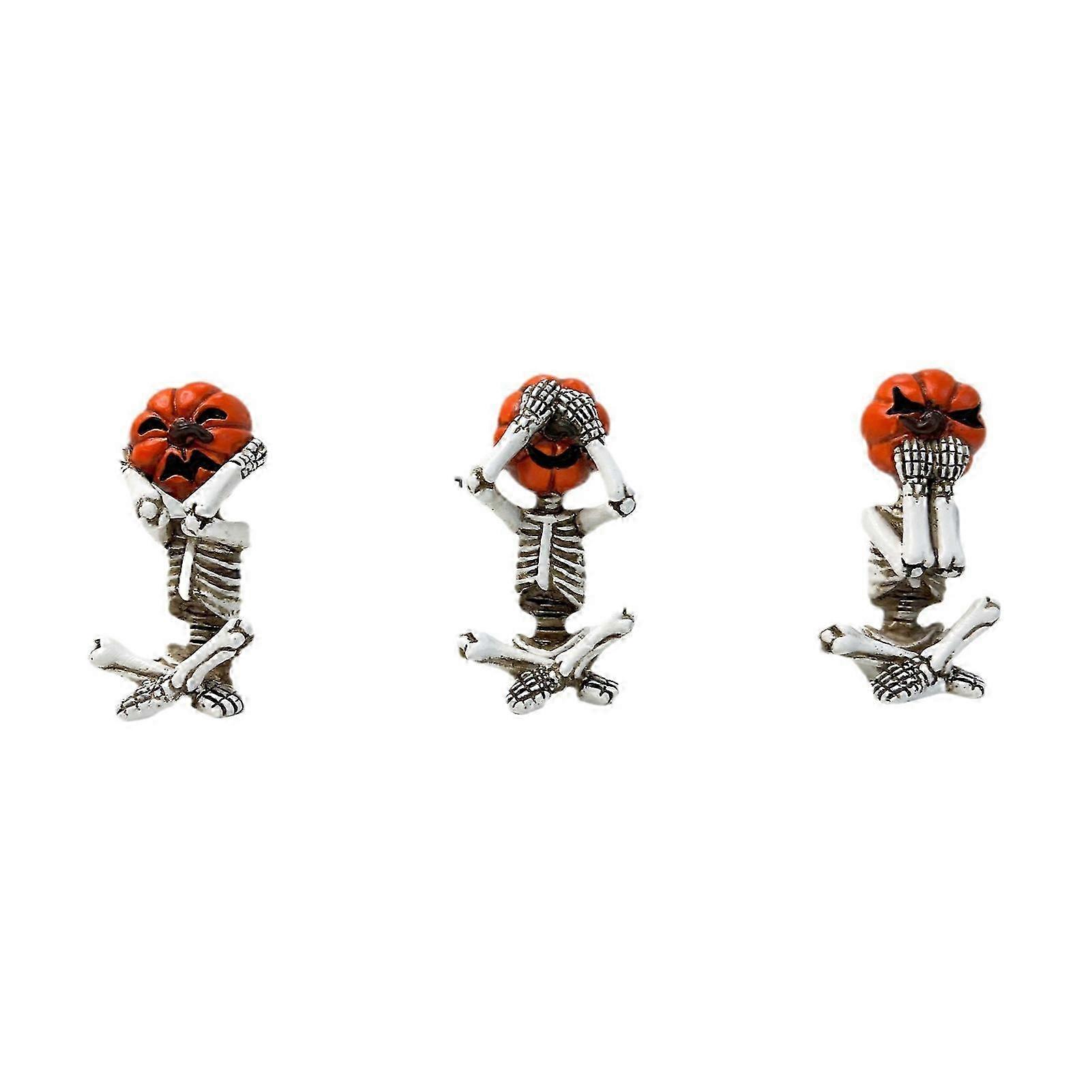 اليقطين جمجمة الثلاثي - فريد من نوعه راتنج هالوين ديكور لجو احتفالي