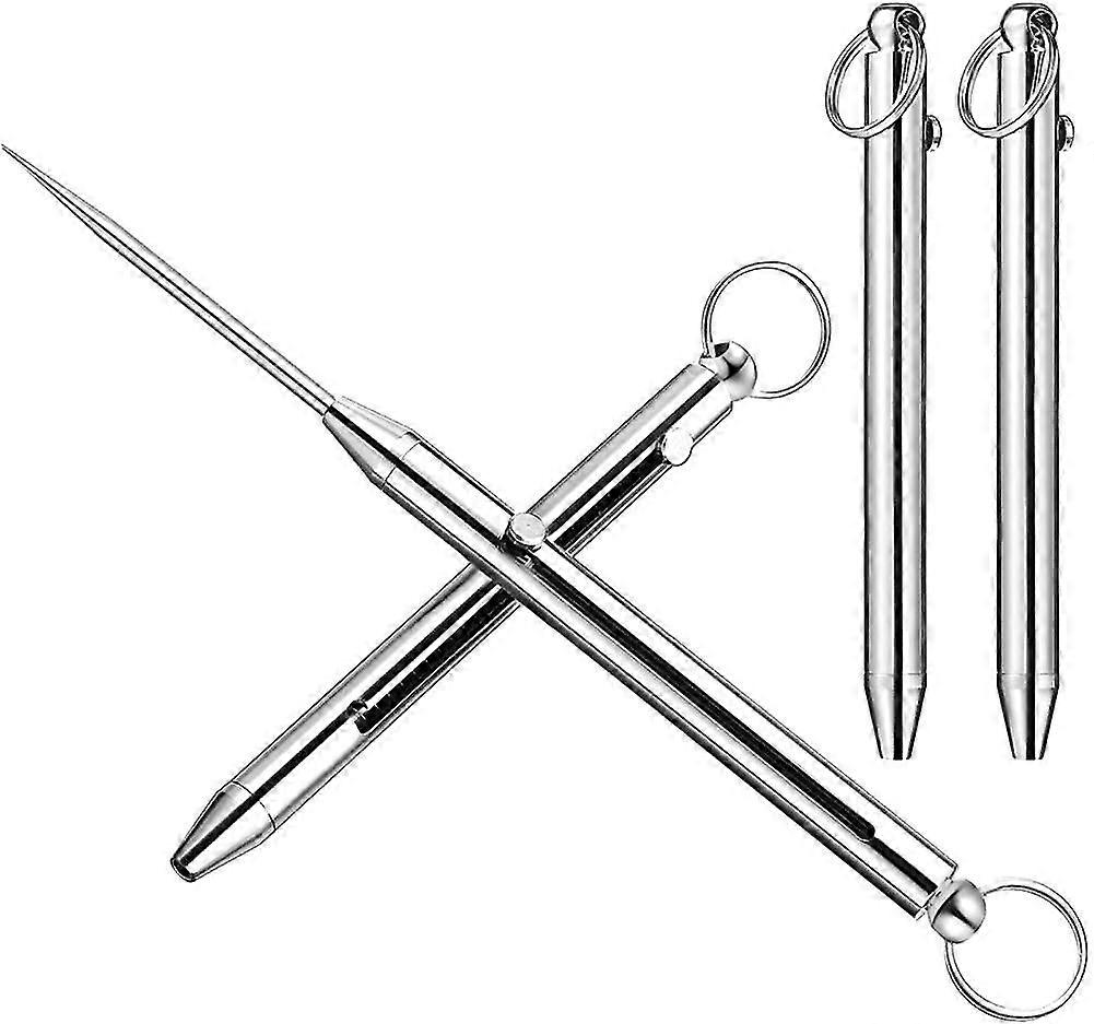 2 Pieces Portable Titanium Toothpick Pocket Toothpick Keychain Telescopic