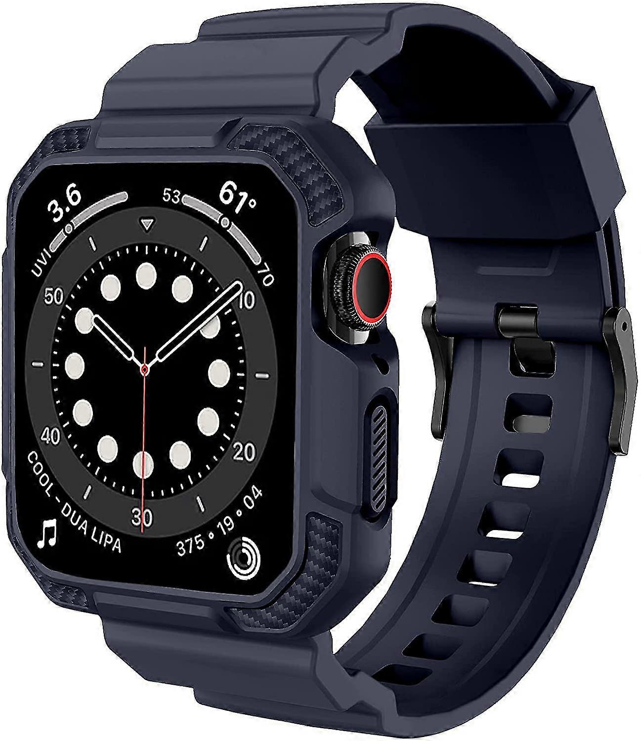 Compatible With Apple Watch Band 41mm 40mm 38mm With Case, Shockproof Rugged Band Strap For Iwatch Se Series 7 6 5 4 3 2 1 41mm 40mm 38mm With Protect