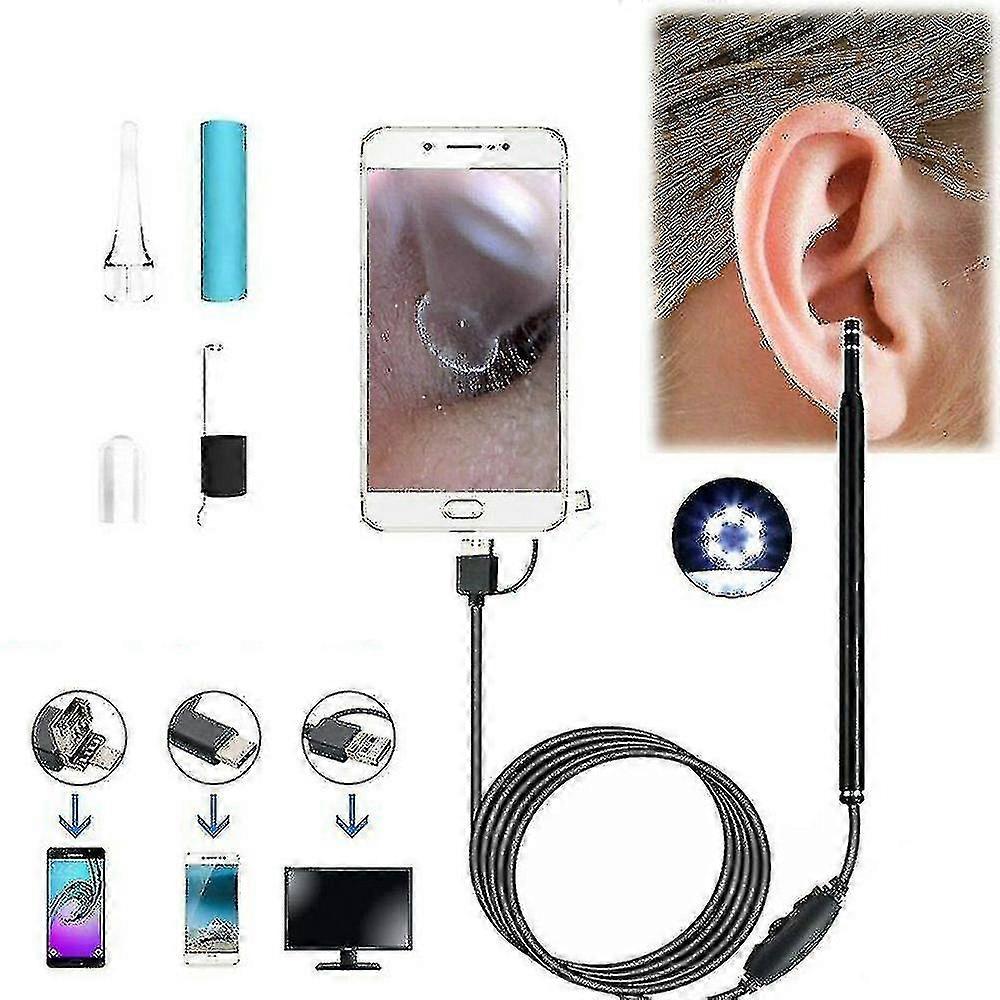 Ear Cleaning Endoscope Spoon Mini Camera Ear Picker Ear Wax Removal Visual Ear Mouth Nose Otoscope For Android