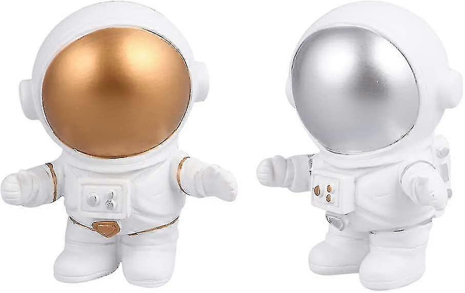 Astronaut Figure Spaceman Resin Toy Cake Toppers 2pcs Cupcake Toppers Desktop Ornament Toppers Wedding Birthday Festival Cake Toppers Outer Space Part