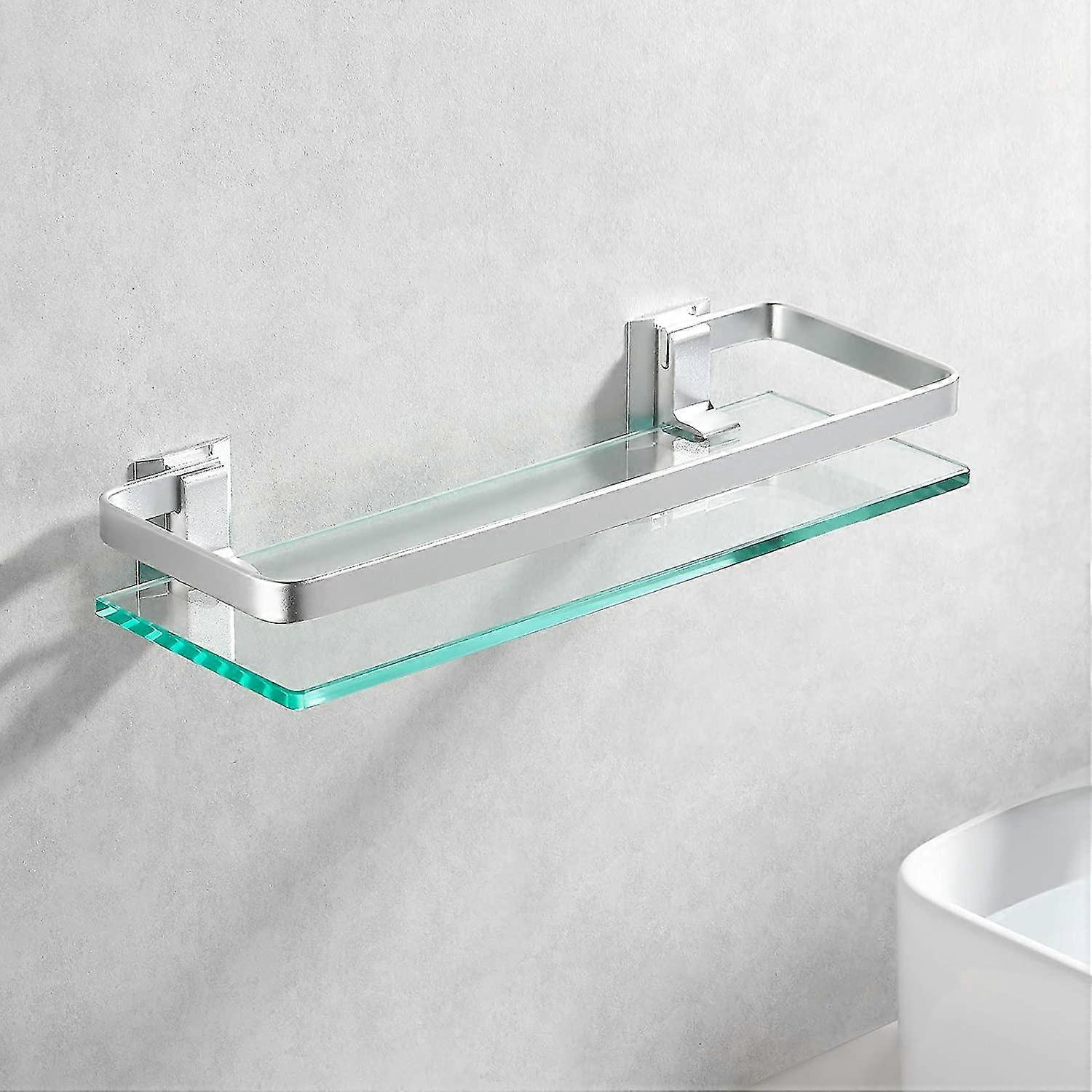 Aluminum Bathroom Glass Shelf Tempered Glass Rectangle