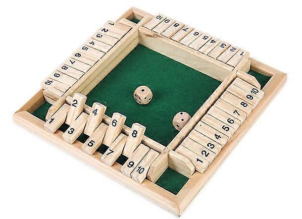 4-player Shut The Box Wooden Table Game Classic Dice Board Toy