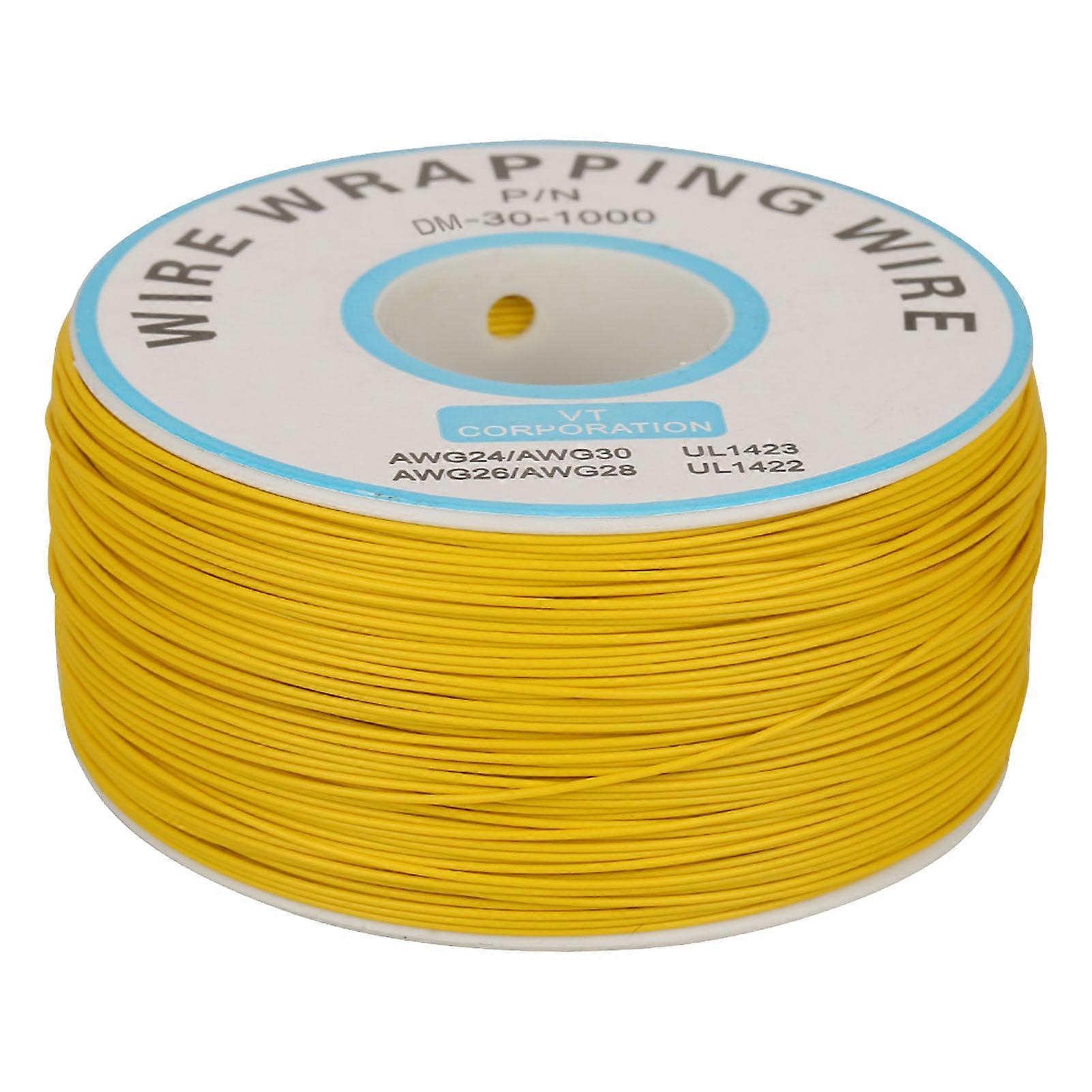 1Roll WiRe Wrapping Single Copper Wire Strand 30AWG Cable 0.25mm Core Diameter (Yellow)