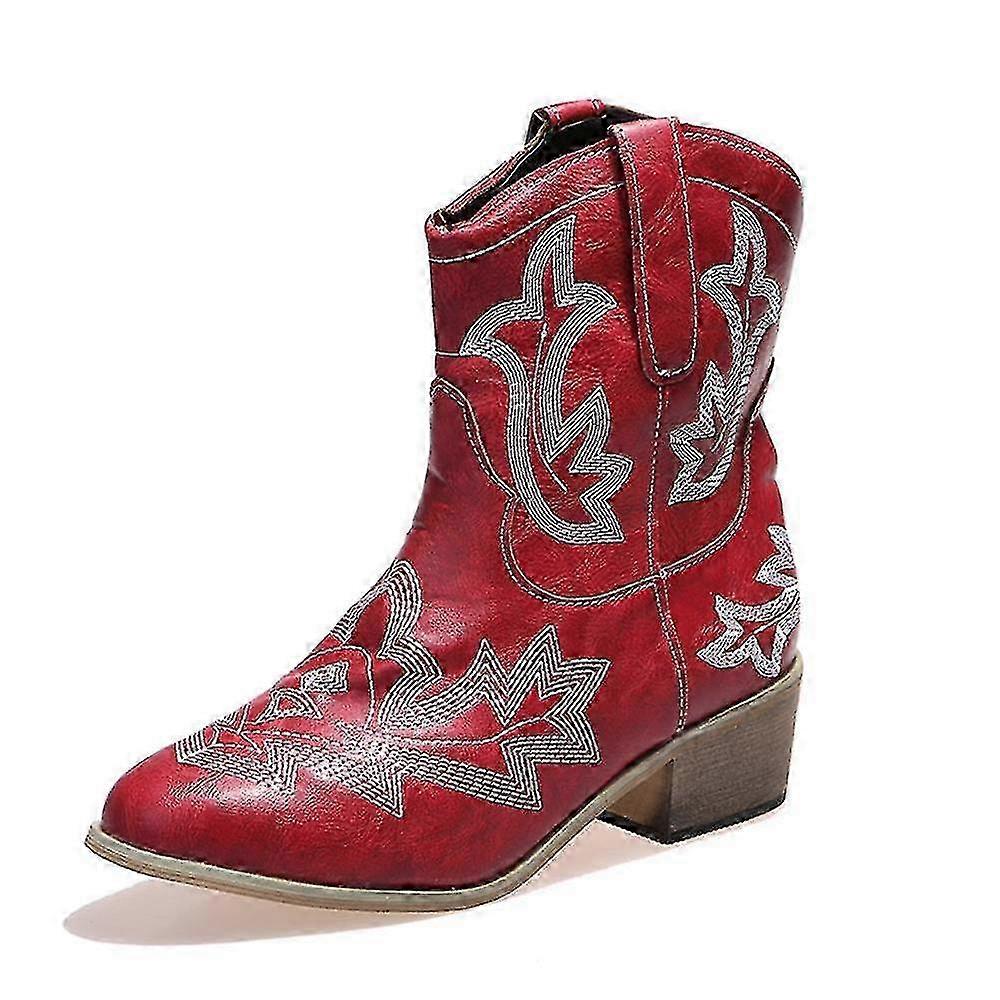Women Cowboy Booties Pointed Toe Boots