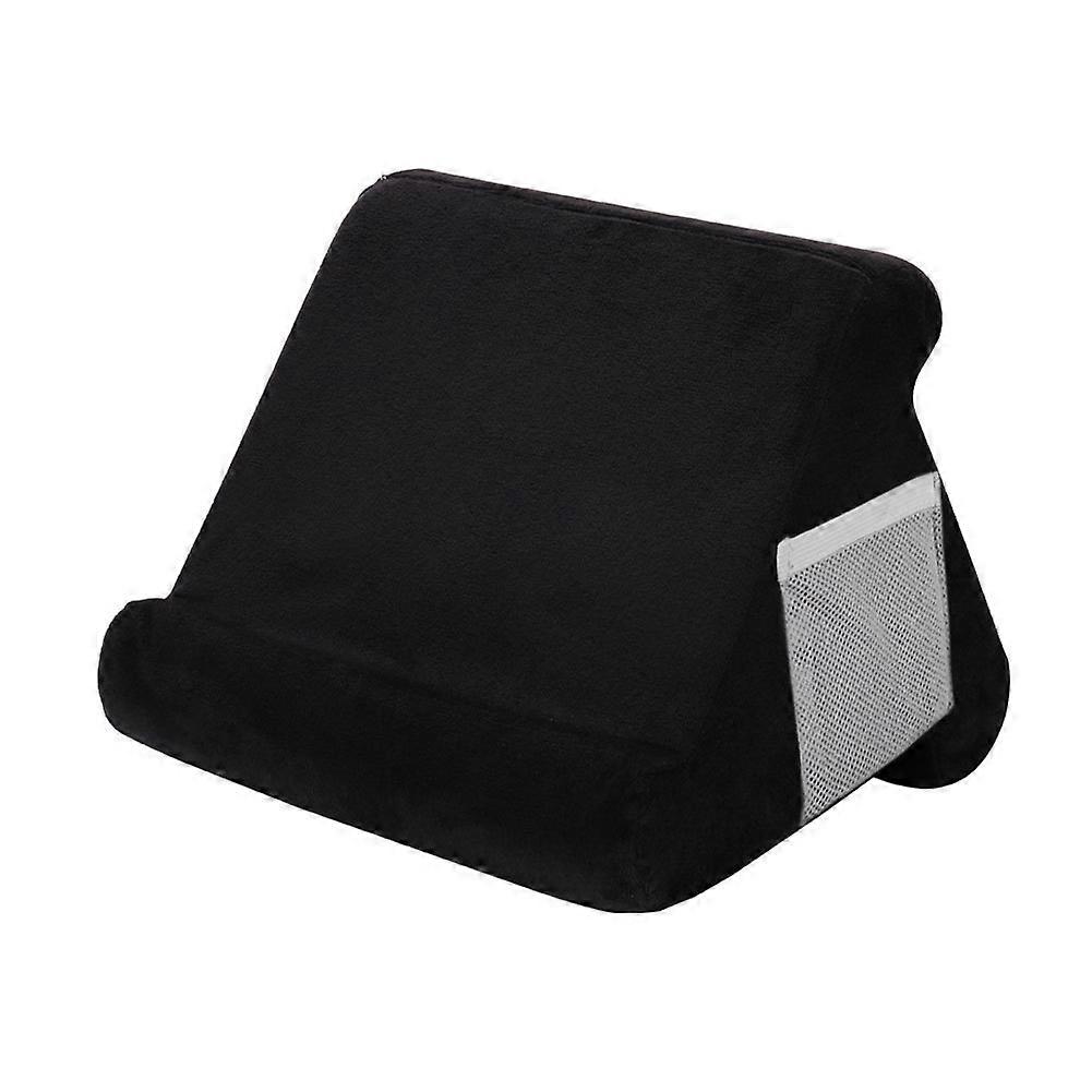 Black Foldable Tablet Pillow with Mesh Storage Bag, Multi-Angle Support for iPad