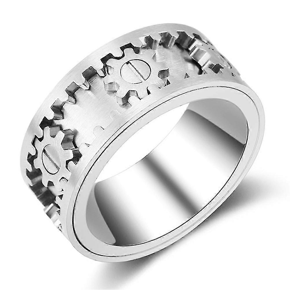 Rotating Gear Ring Stainless Steel Machinery Wind Designer Decompression Ring