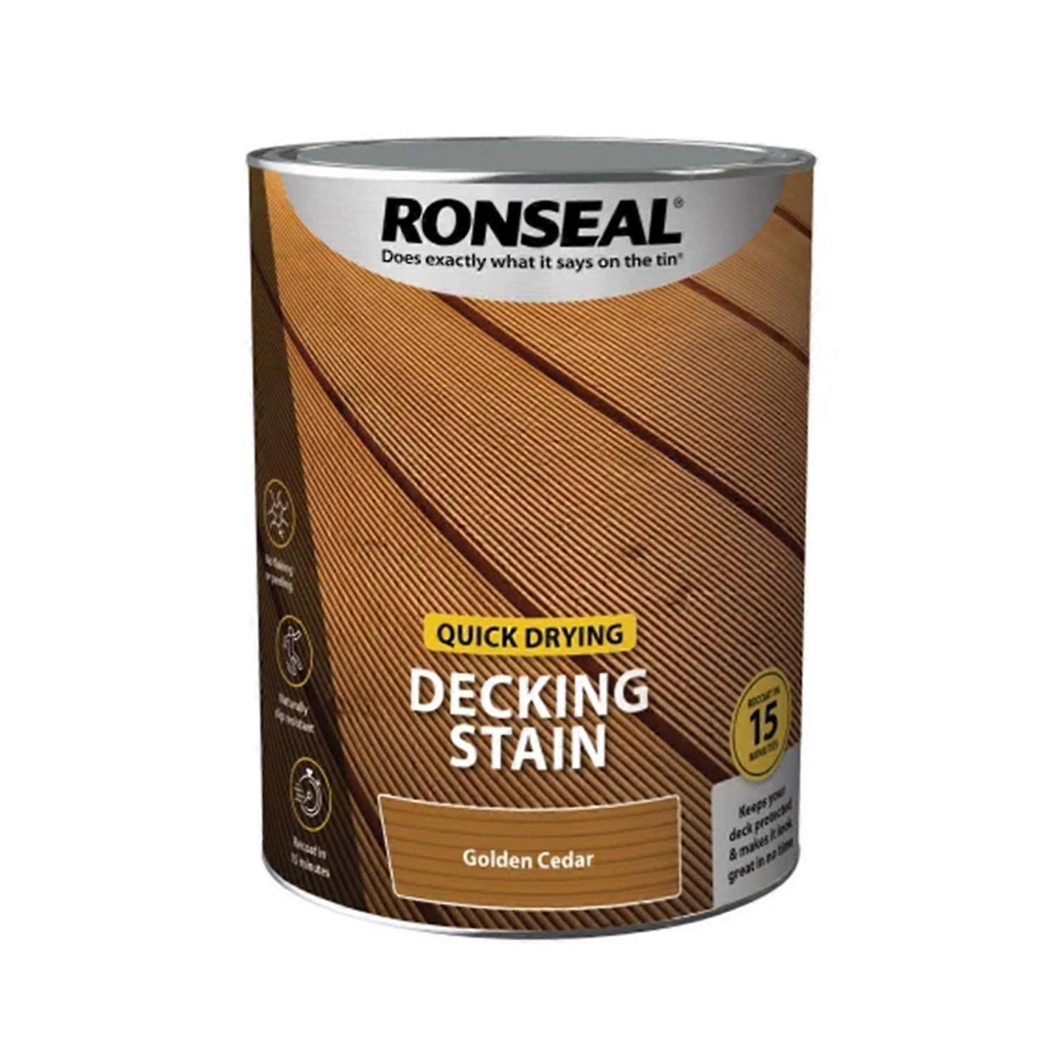 Quick Drying Decking Stain Golden Cedar 5 litre