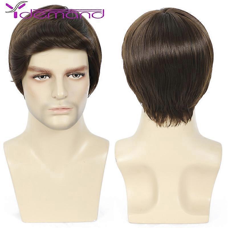 Y דרישה פאות לגברים סינתטי פאה מלאה גל טבעי חום פיקסי לחתוך שיער קצר פליז מציאותי גבוה סיבים פאות מדי יום