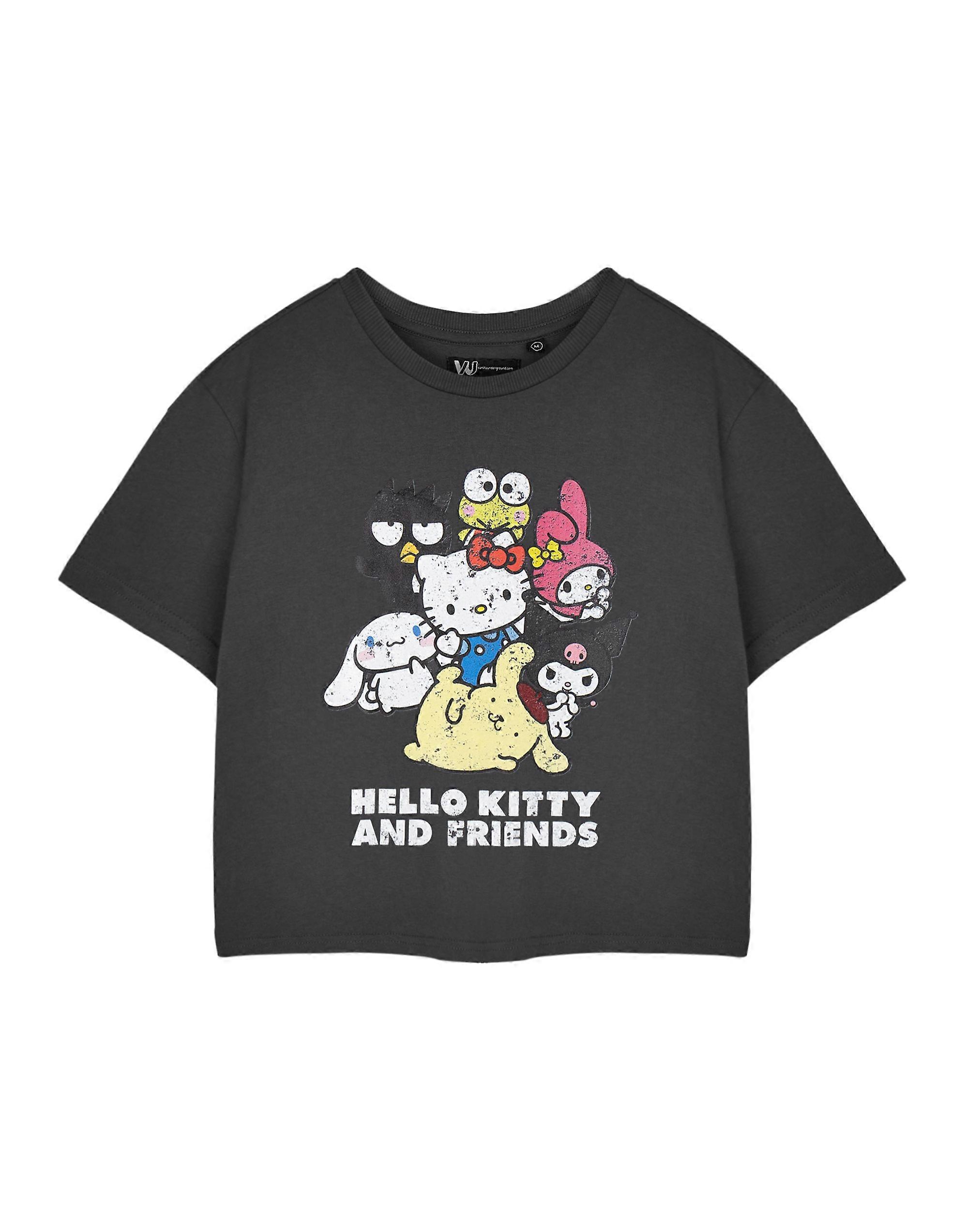 Hello Kitty女士短款短袖T恤灰色Hello Kitty和朋友们