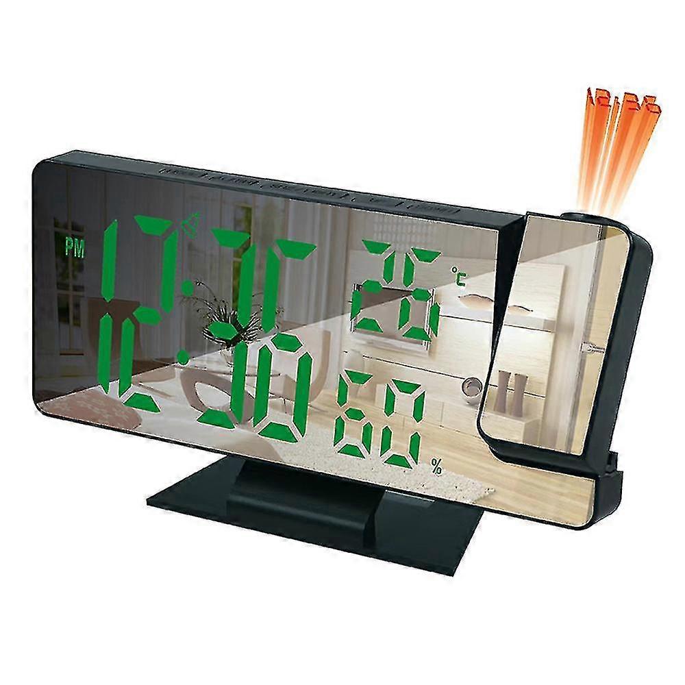 Projection Alarm Clock For Bedroom, Large Digital Clock With 180 Projector, 12/24h, Usb Charging Port, Temperature & Humidity Display, Snooze, Bedside