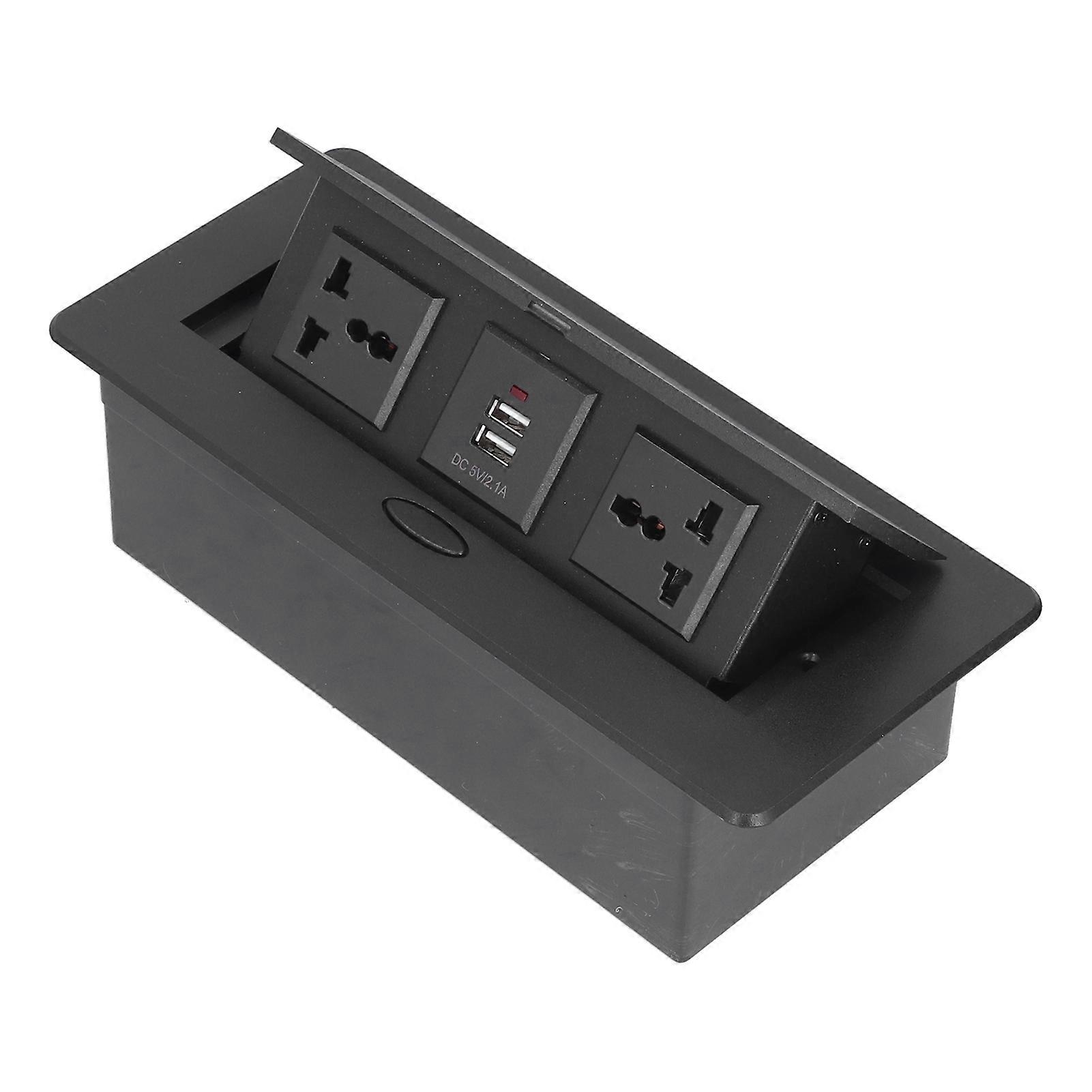 Pop Up Socket Dual USB Power Outlet Strip Hub Connection Box 250V J29 - Home Office